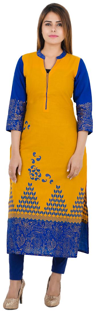 

Zoeyam s Women Yellow Printed Straight Kurta