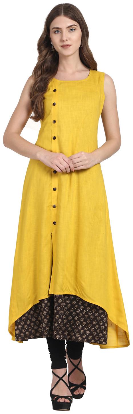 

Nayo Women Yellow Solid Layered Kurta