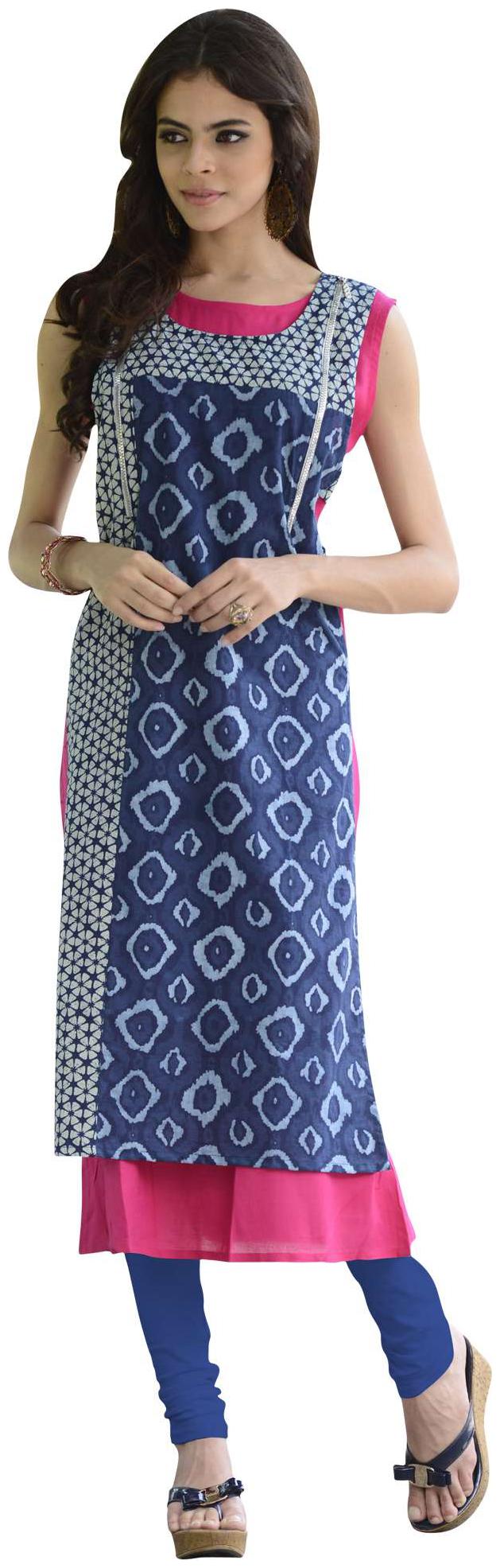 

YESFAB Women Blue Solid Layered Kurta