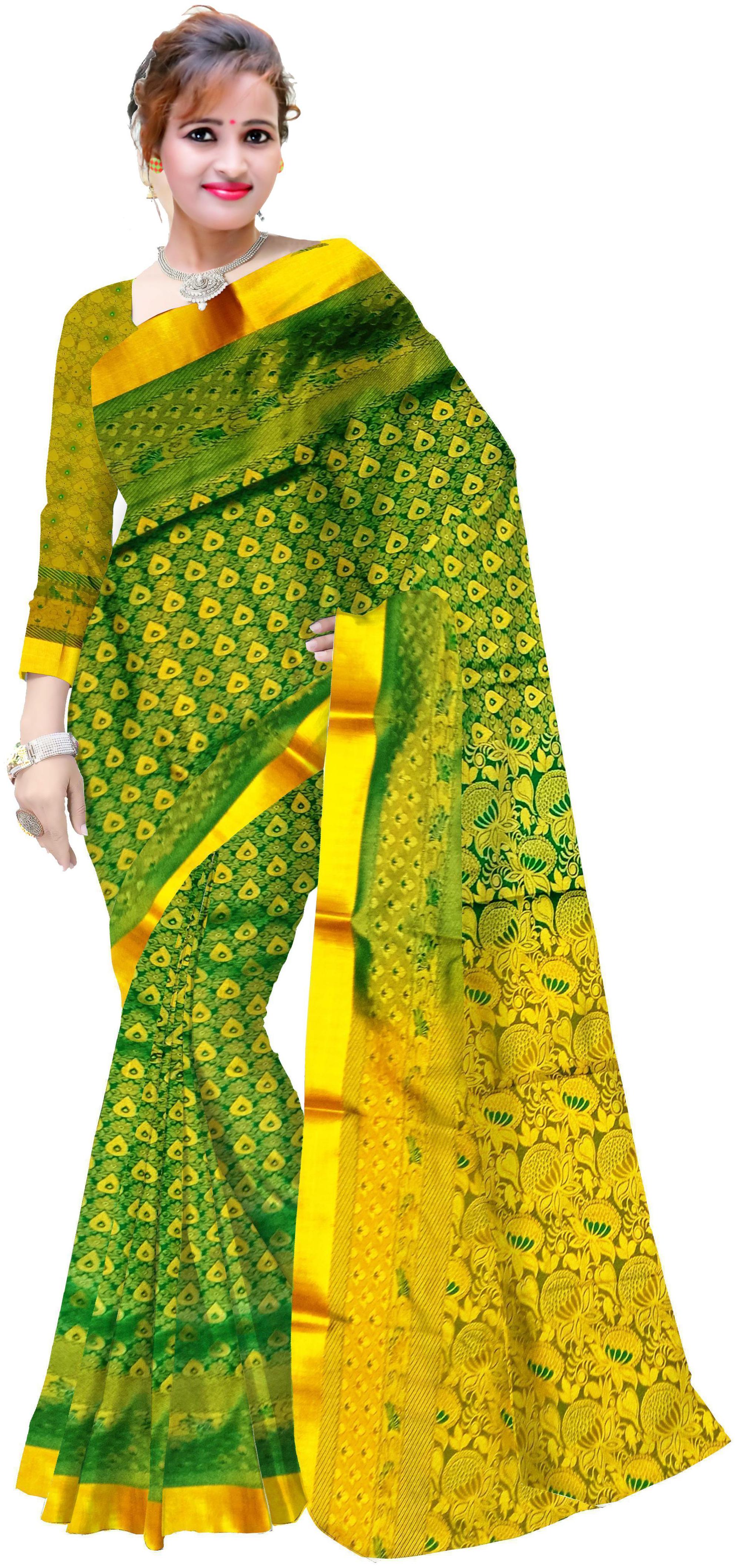 

YMS KANJIVARAM SILK SARI Women Silk Green Regular Saree With Blouse