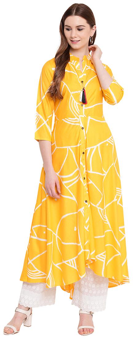 

YMV KAPREWALA RAYON PRINTED FLARED LONG KURTA