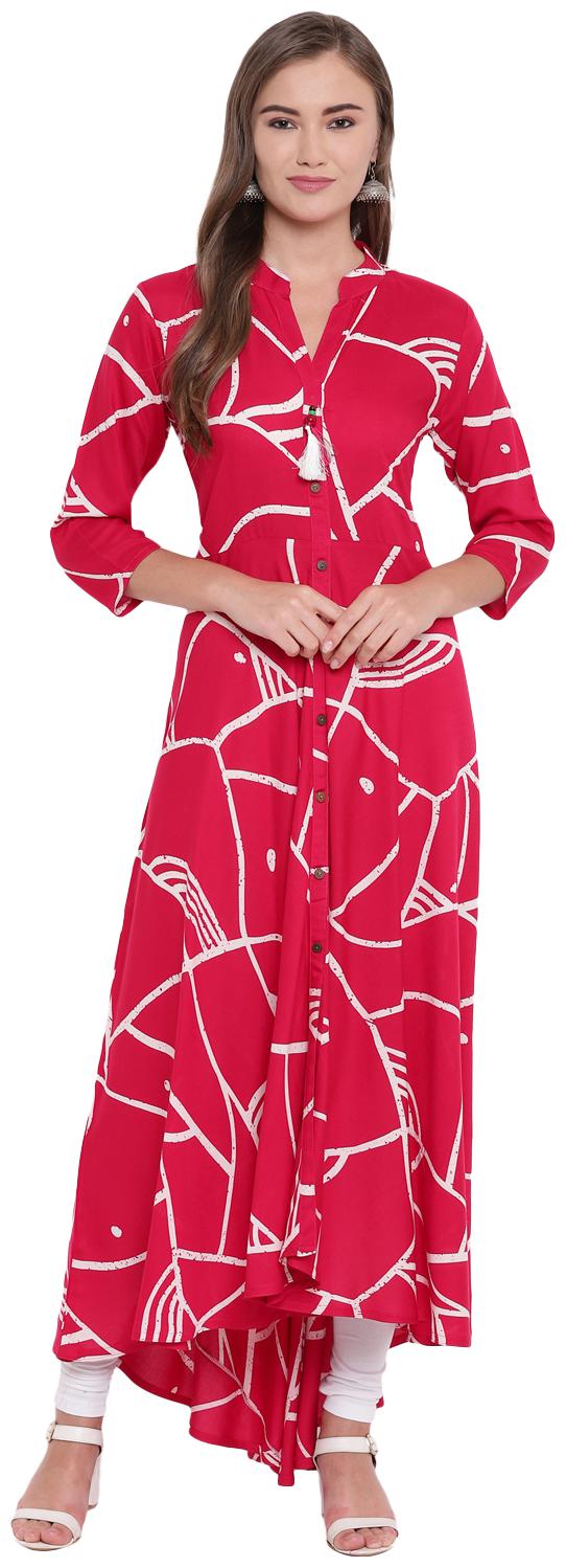 

YMV KAPREWALA RAYON PRINTED FLARED LONG KURTA