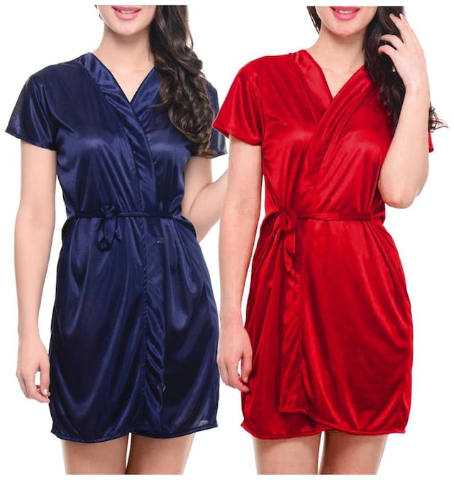 You Forever Presents Maroon and Navy Blue Pack of 2 Nightwear Gown set