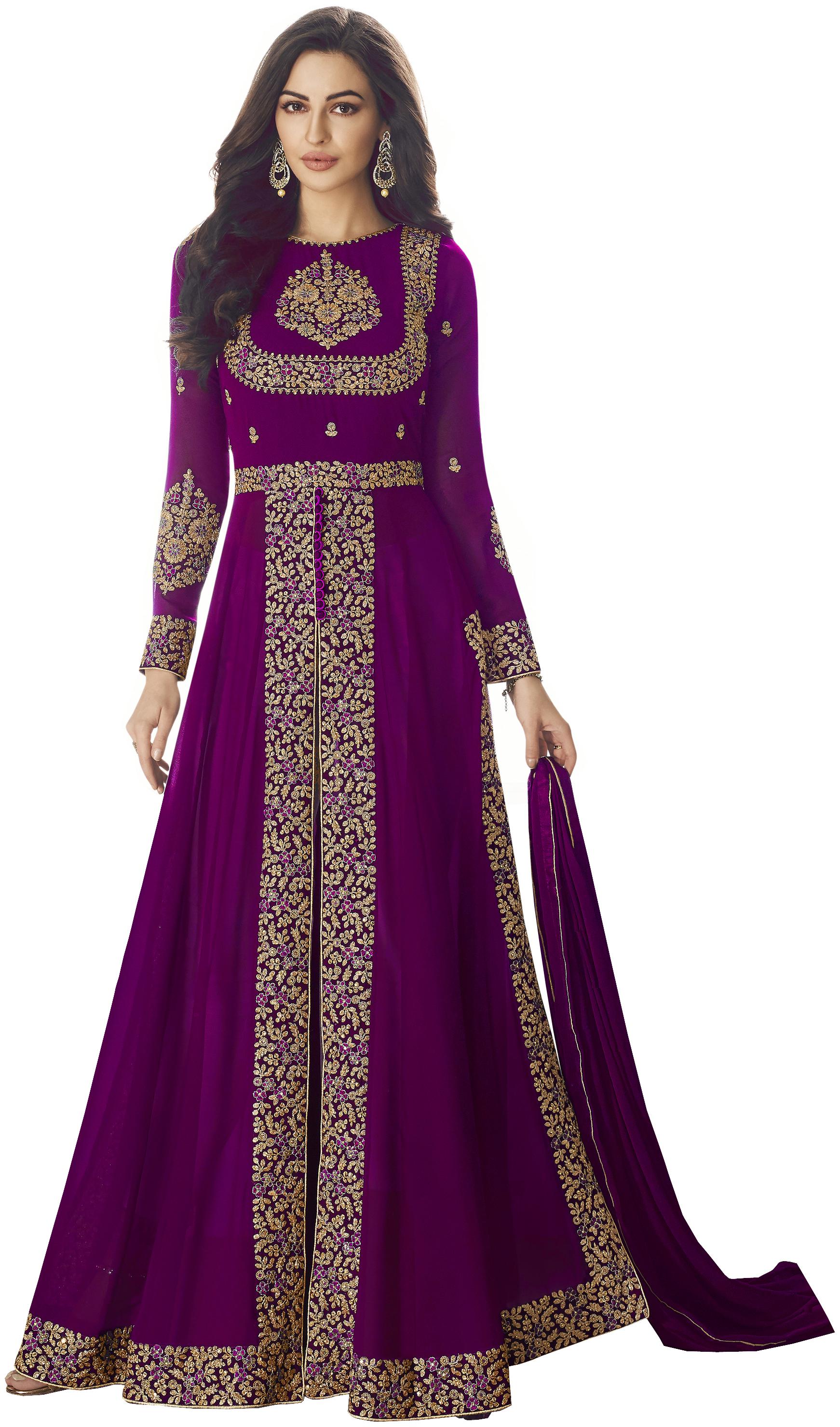 

Yoyo Fashion Embroidered Purple Kurta With Bottom Dupatta For Women