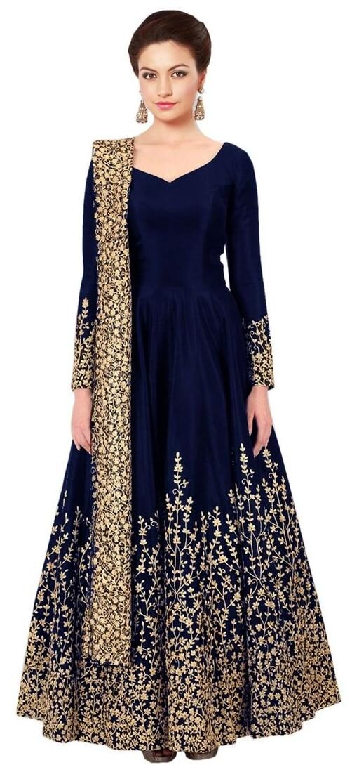 

YOYO Fashion Designer Embroidered Tafeta Silk Bridal Anarkali Salwar Suit