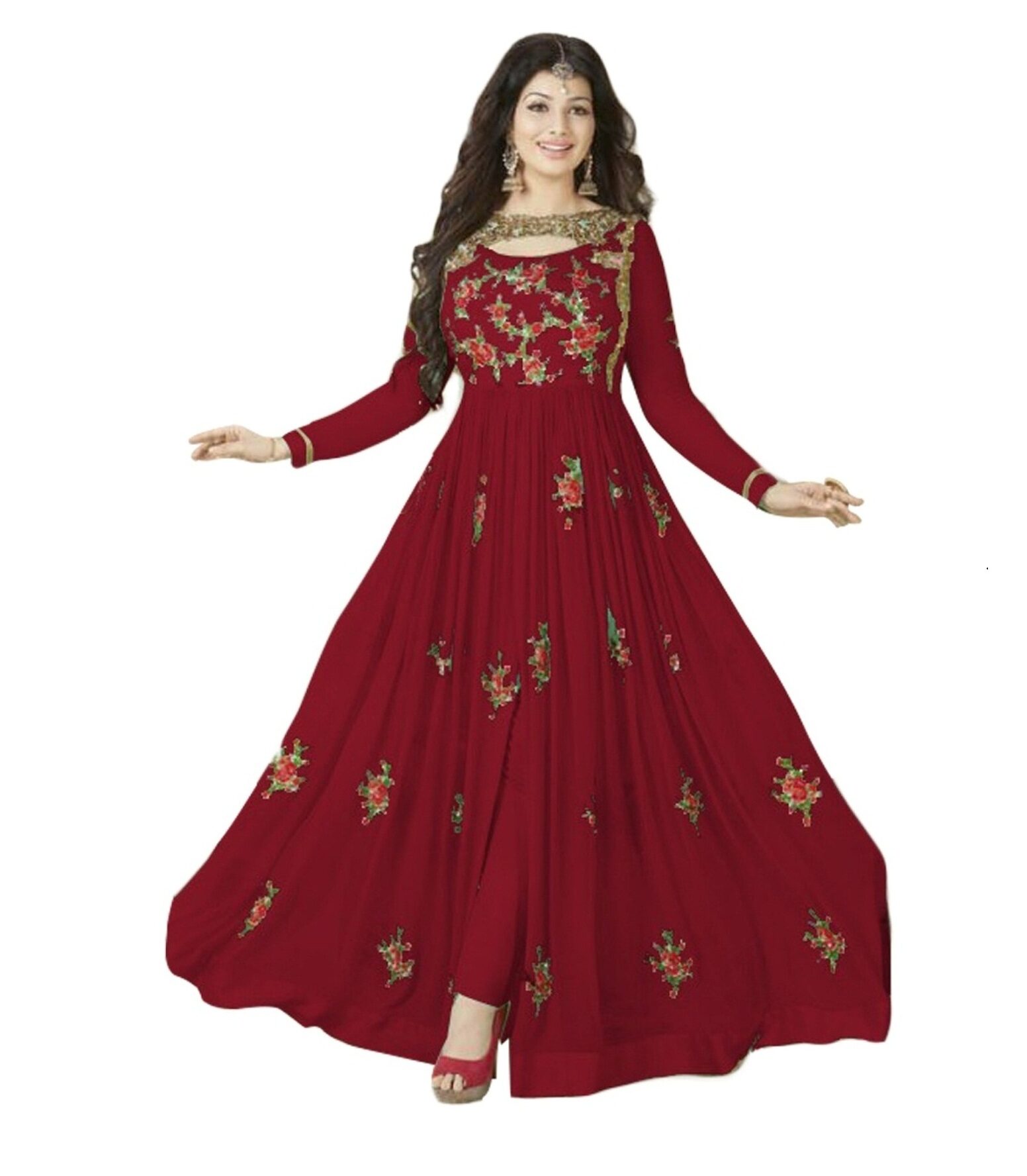 

YOYO Fashion Stylish Designer Embroidered Gerorgette Bollywood Anarkali Salwar suit