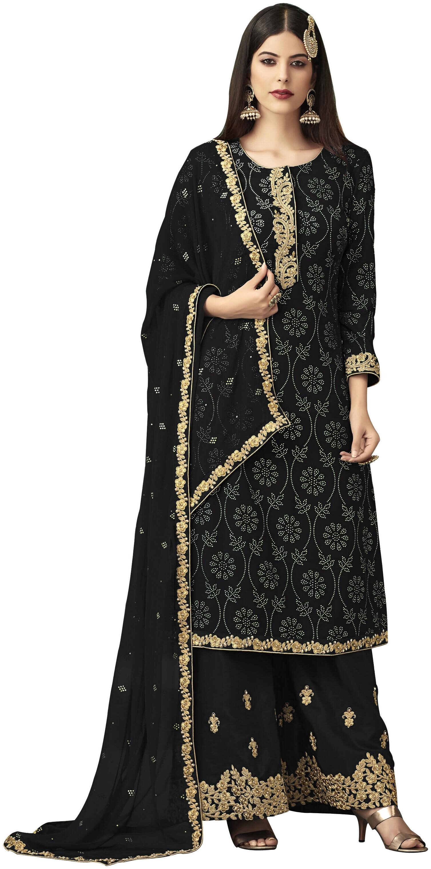 

YOYO Fashion Women Georgette Semistiched Dress Material Black color