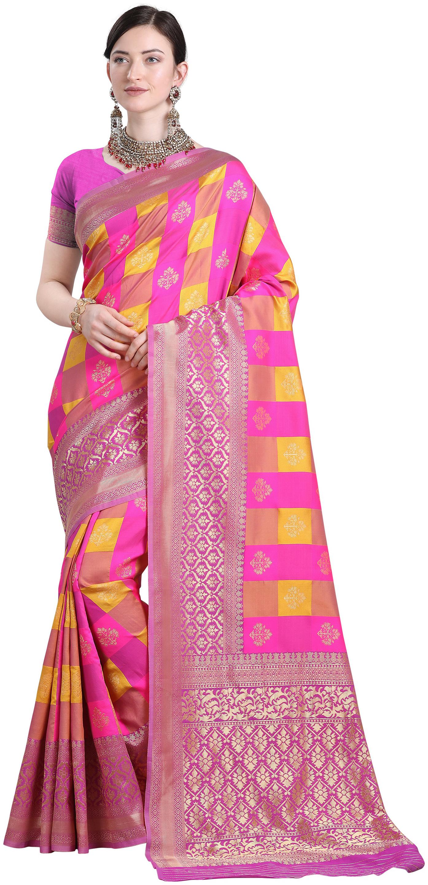 

YOYO Fashion Women Jacquard Designer Saree With Blouse Piece -Multi