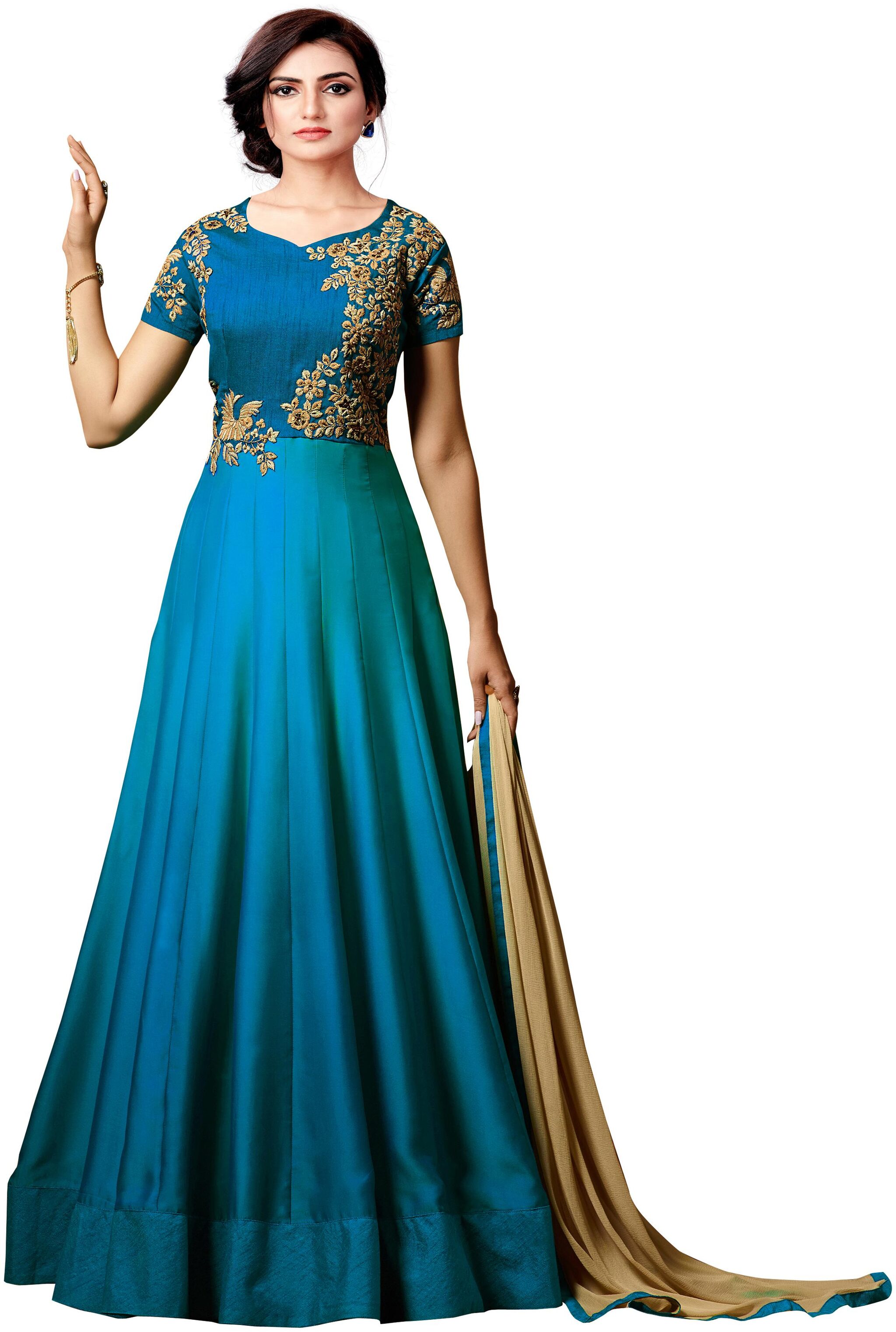 

YOYO Fashion Firoji Bollywood Designer Silk Anarkali Gown