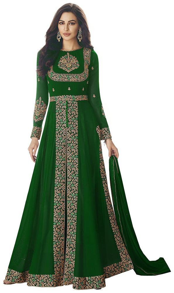 

YOYO Fashion Women Silk Georgette Kurta with Bottom Dupatta Green