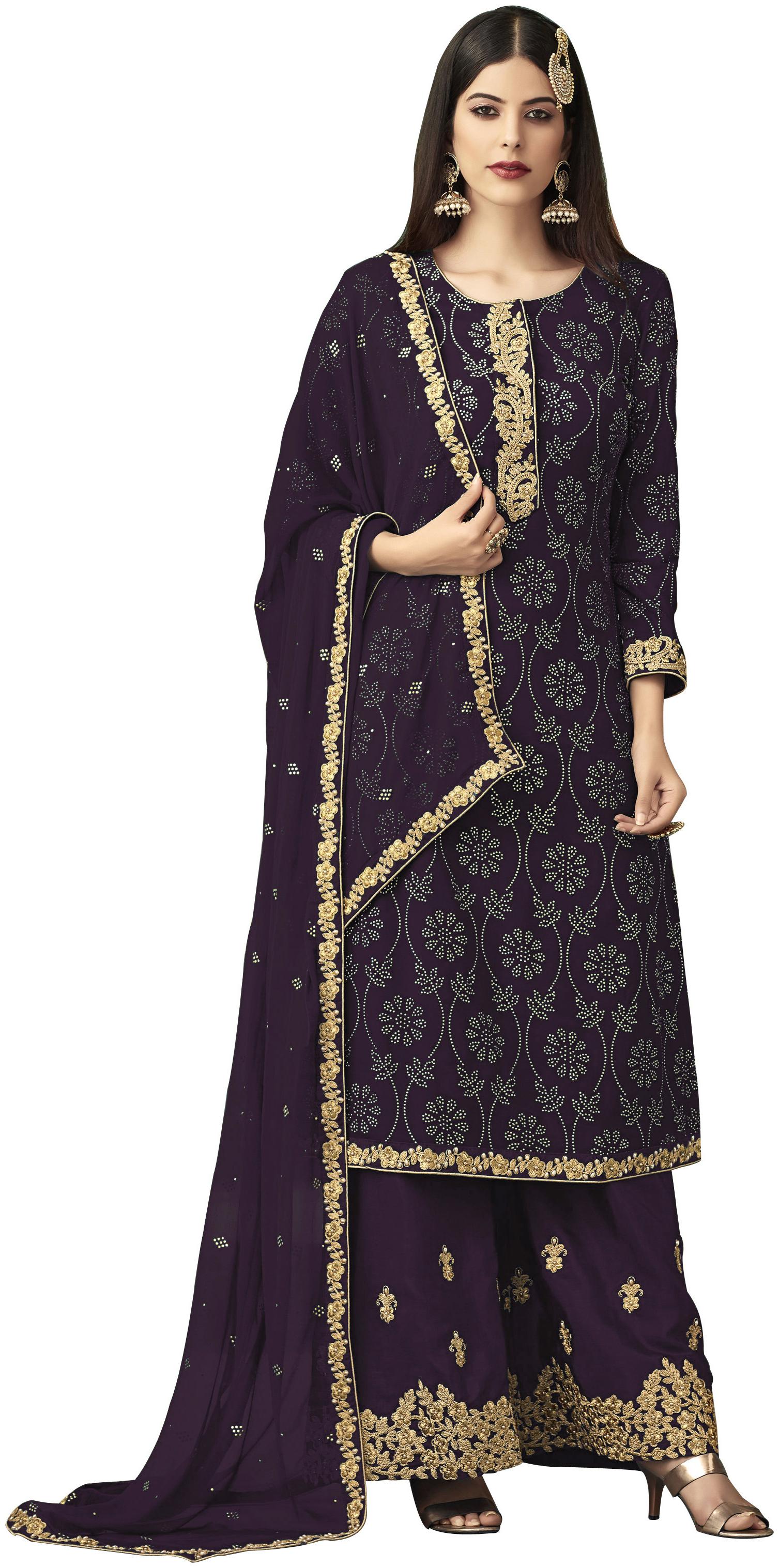 

YOYO Fashion Women Georgette Semistiched Dress Material Purple color