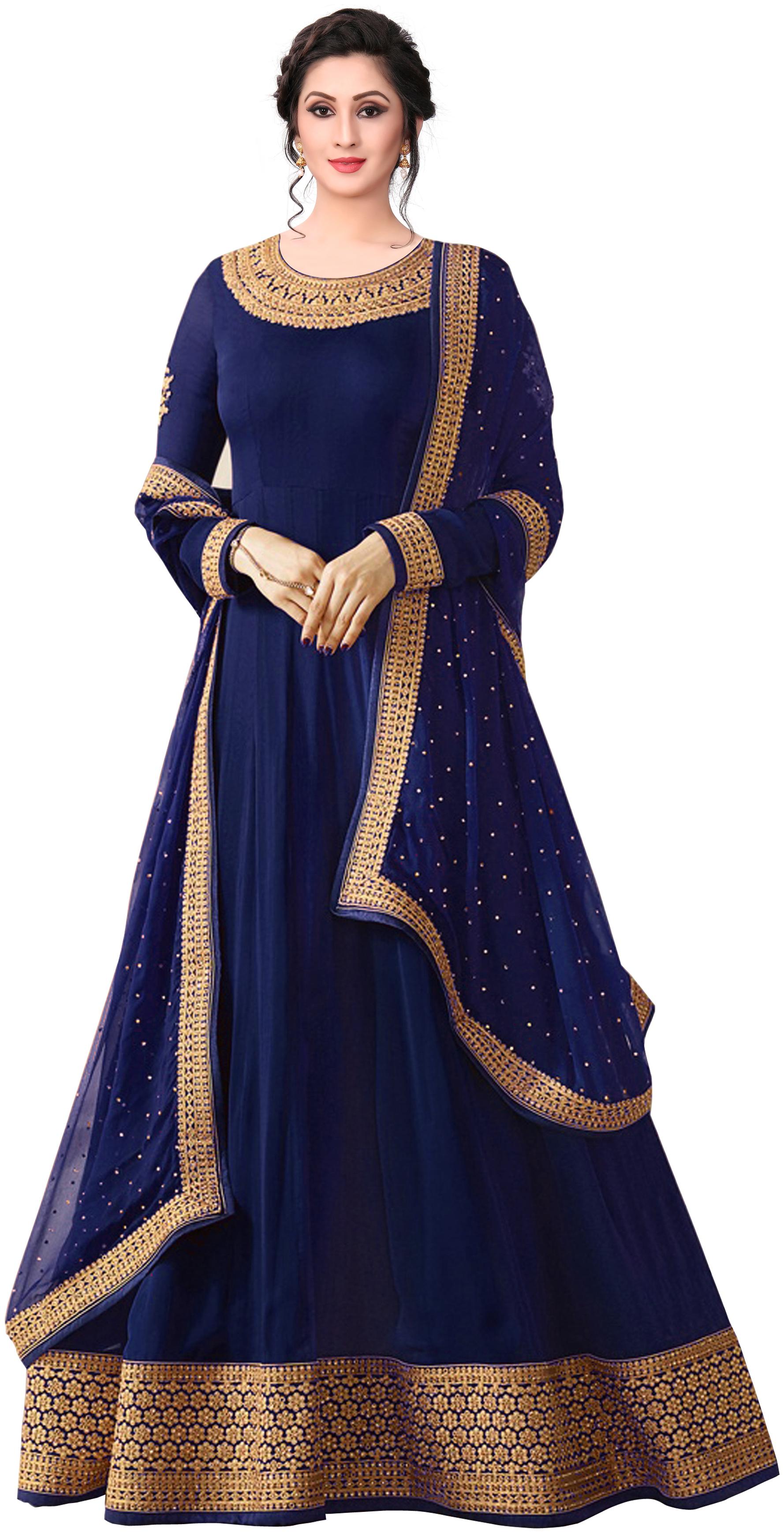 

YOYO Fashion Faux Georgette Embroidered Anarkali Salwar Suit Gown