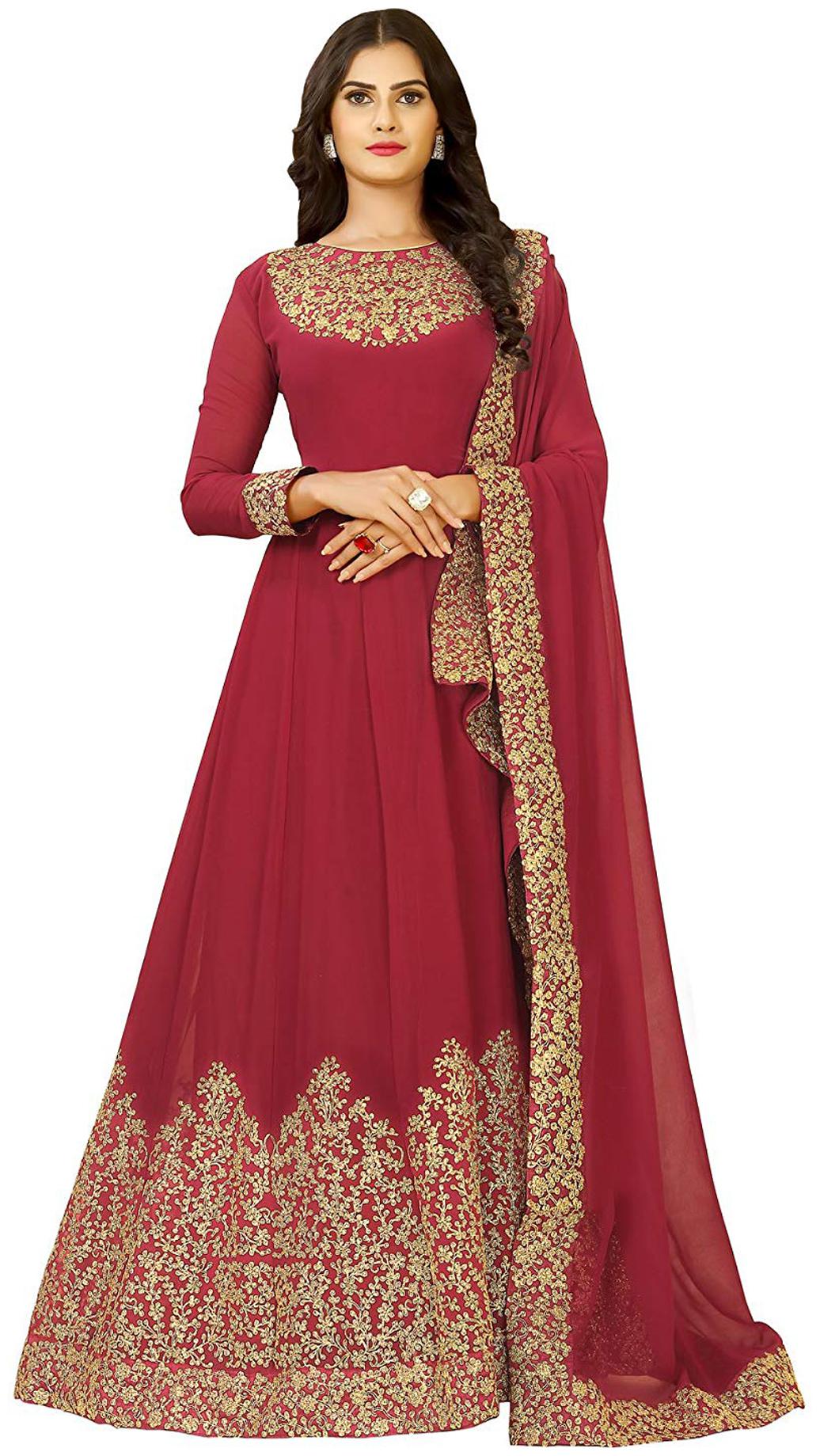 

YOYO Fashion Faux Georgette Embroidered Anarkali Salwar Suit Gown