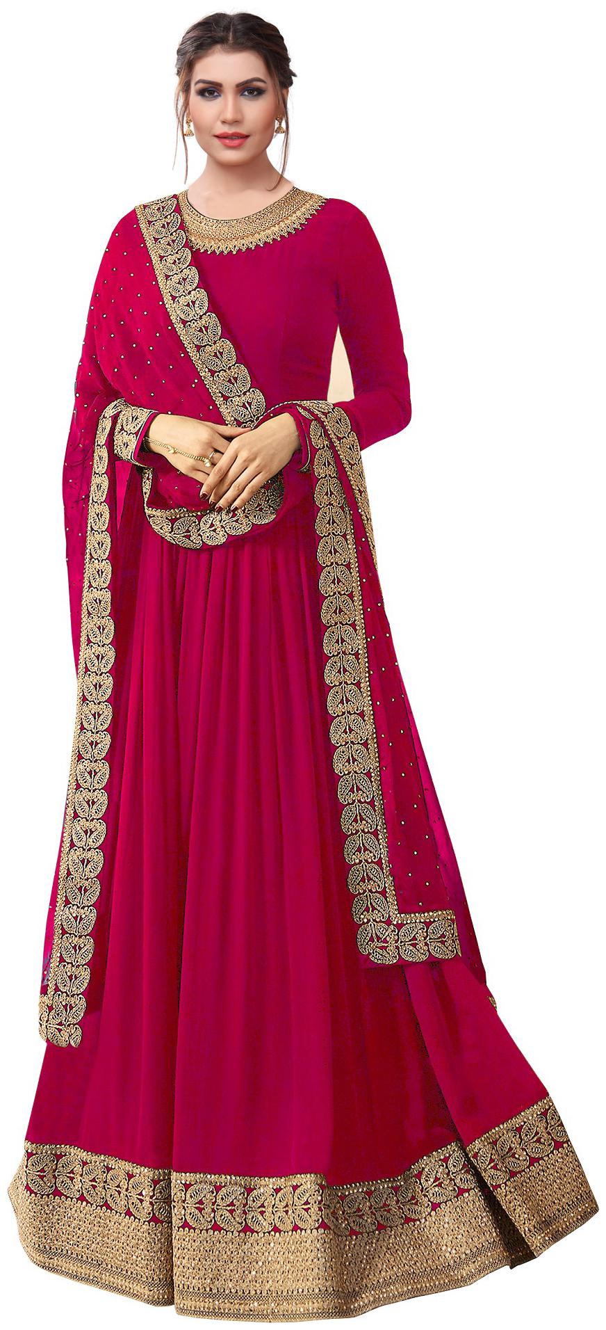 

YOYO Fashion Women Georgette Dress Material Pink color