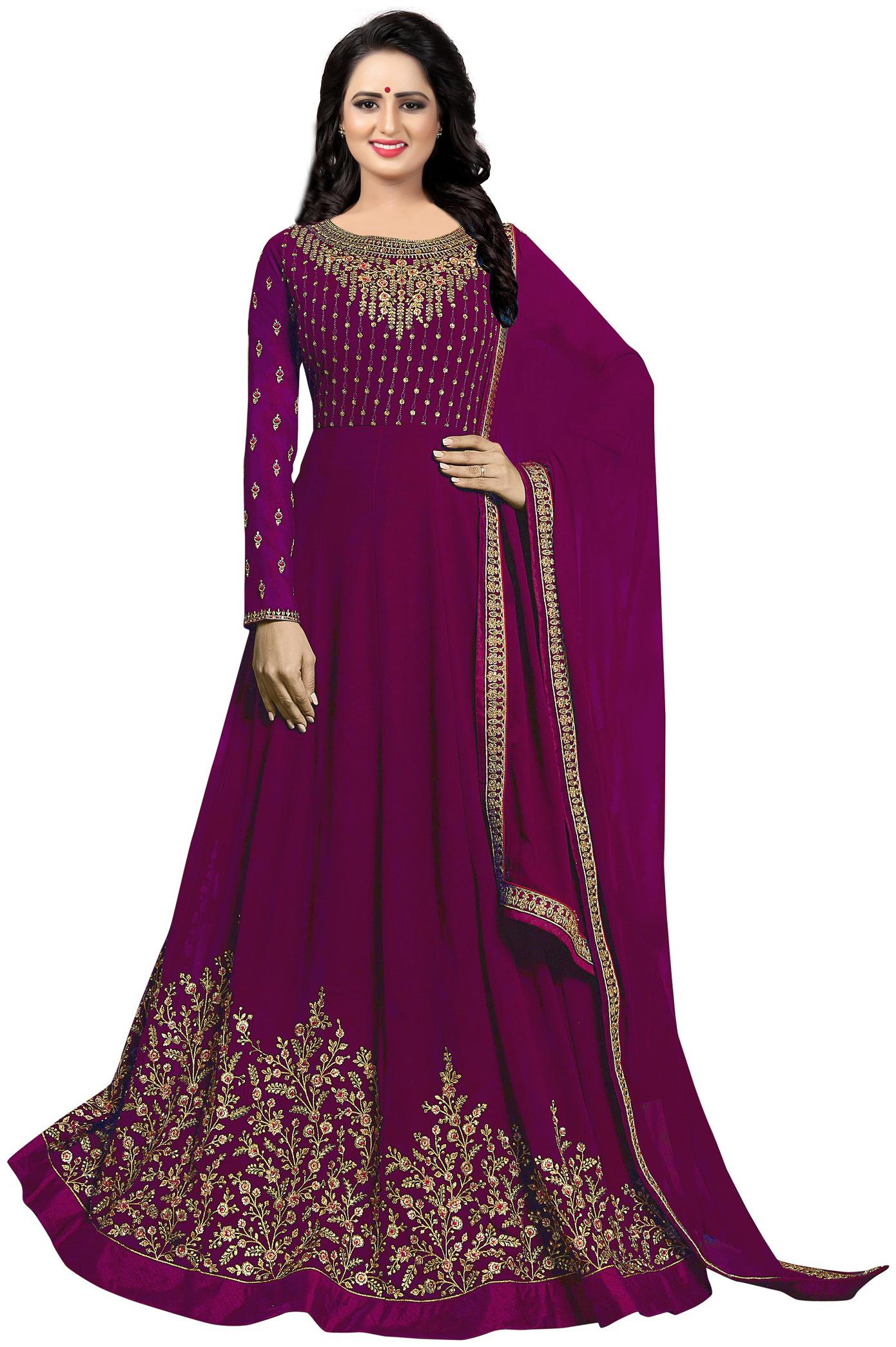 

YOYO Fashion GeorgetteSolid Dress Material Pink