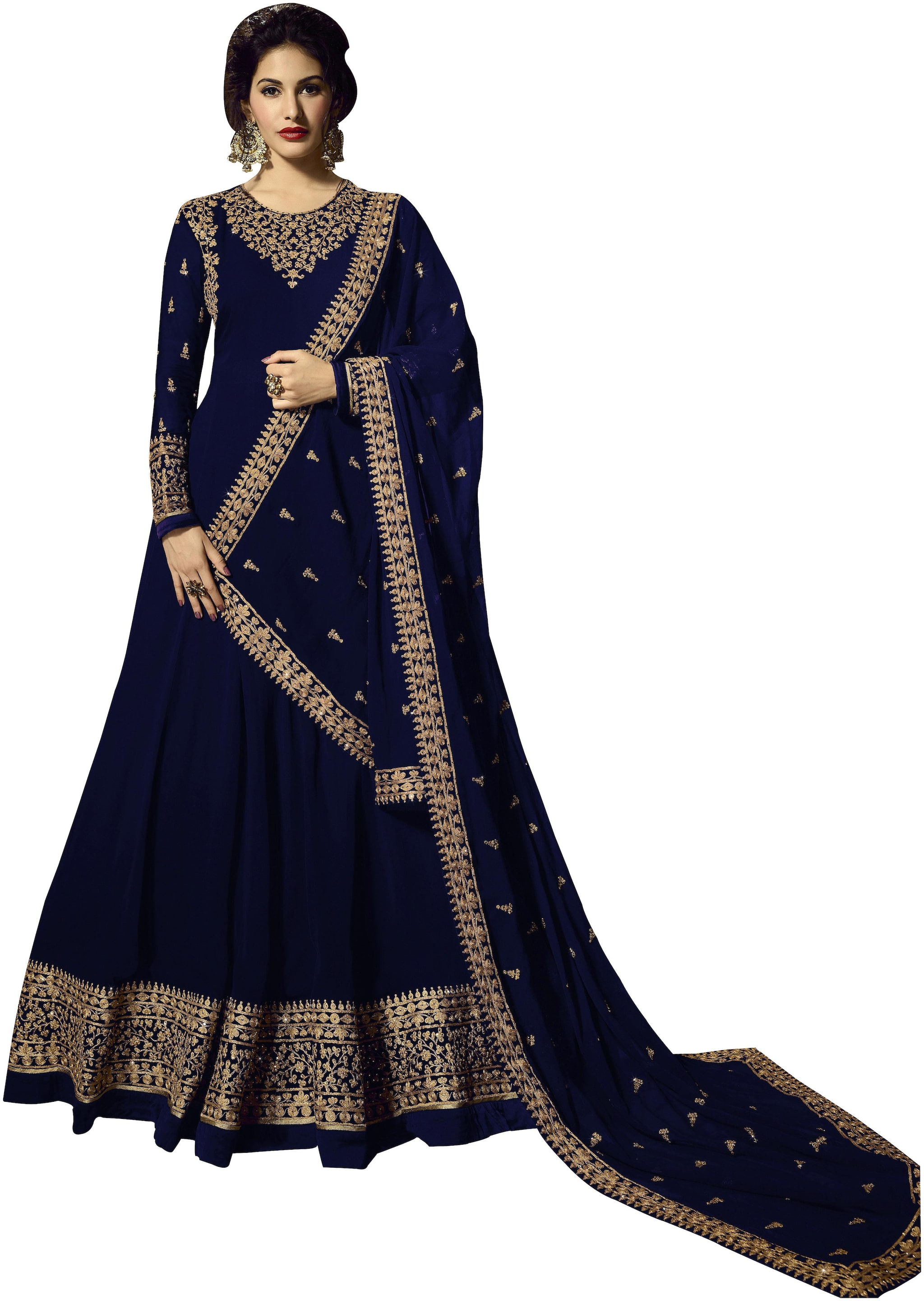 

YOYO Fashion Georgette Blue Embroidery Anarkali
