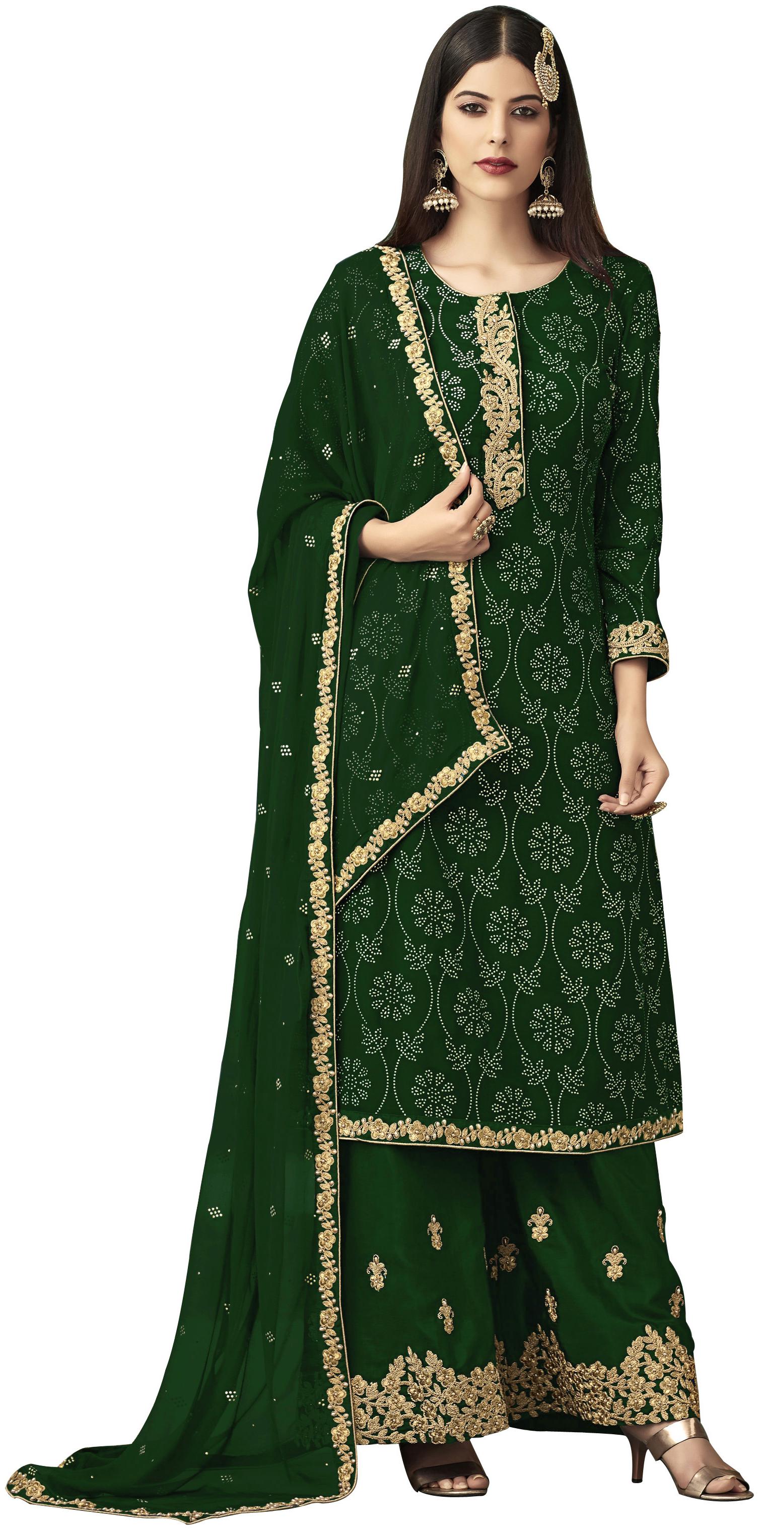 

YOYO Fashion Women Georgette Semistiched Dress Material Green color