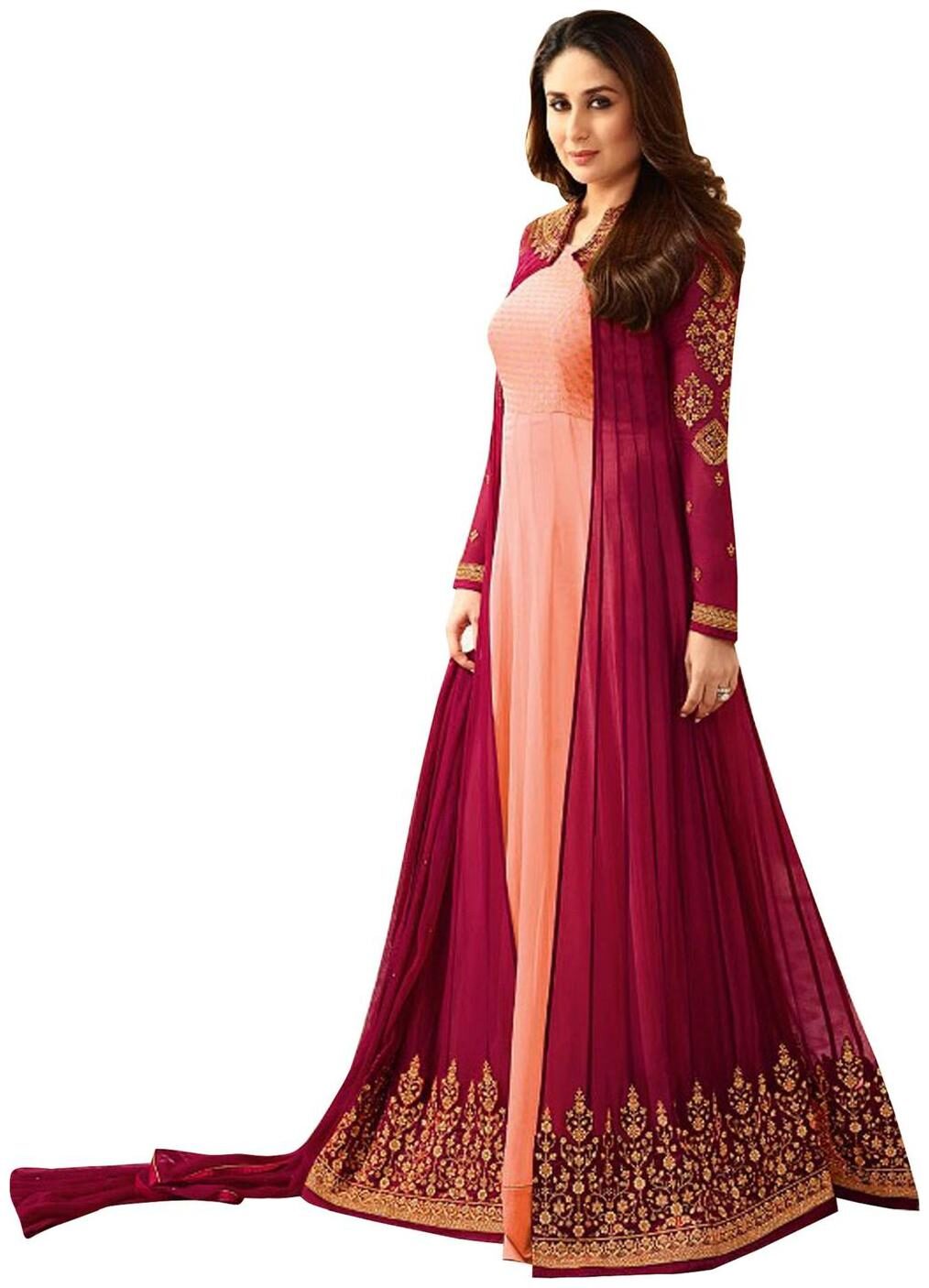 

YOYO Fashion Georgette Regular Printed Gown - Peach