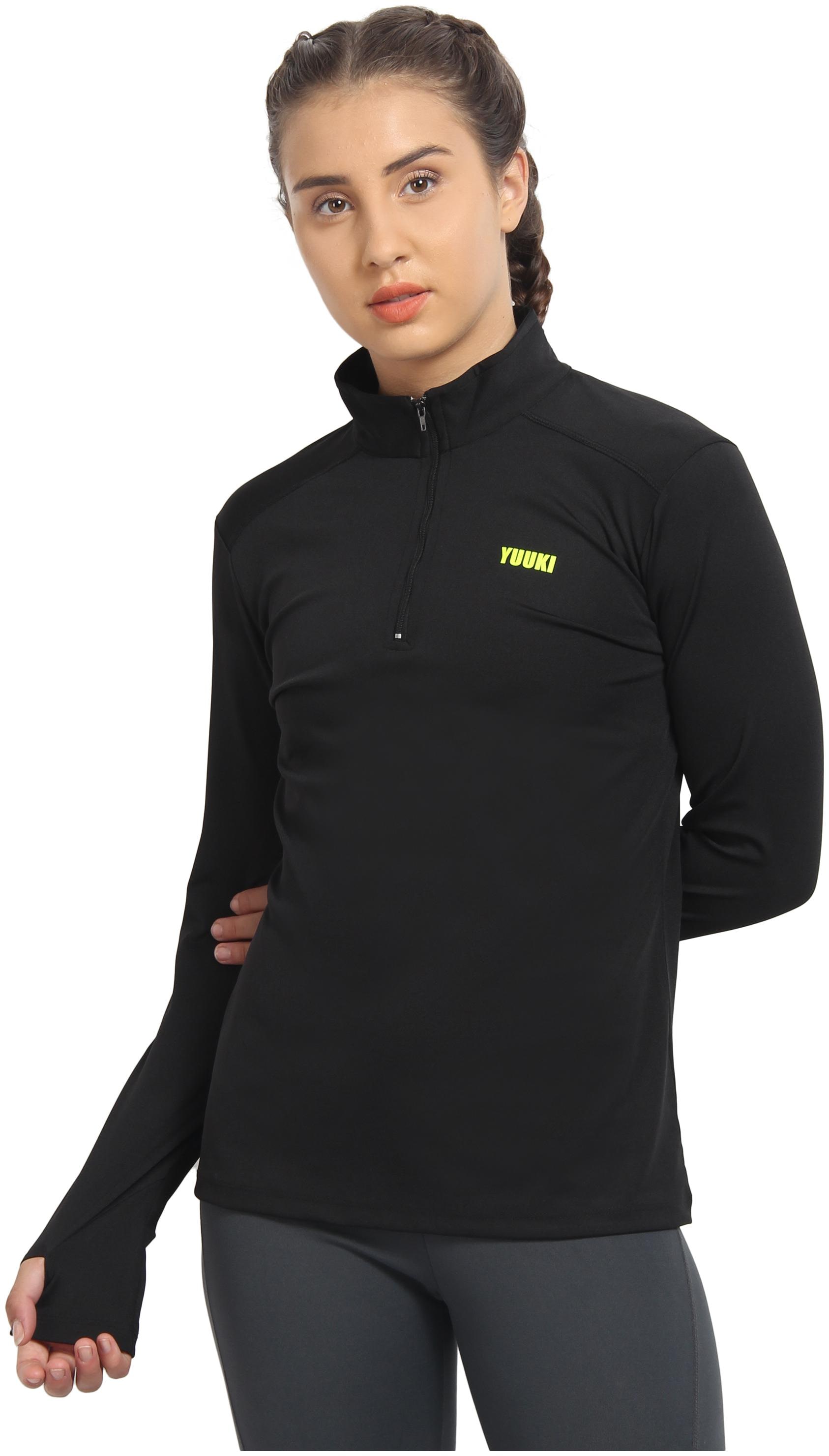 

YUUKI Women Solid Sports T-Shirt - Black