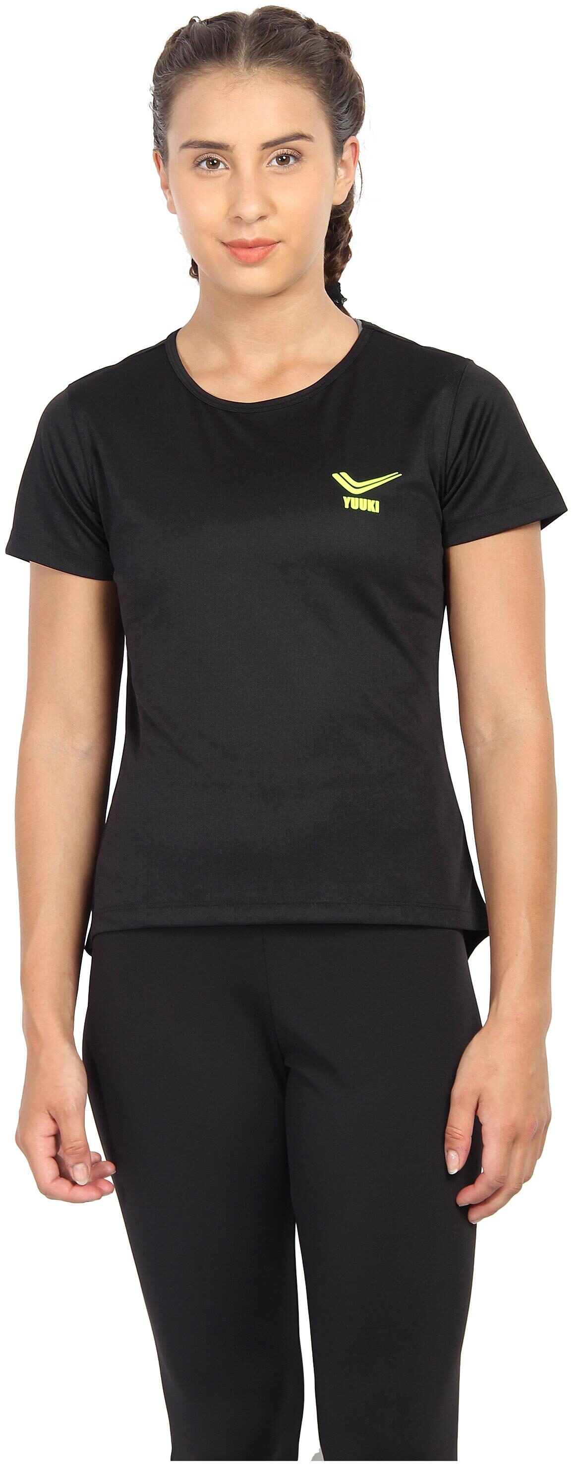 

YUUKI Women Solid Sports T-Shirt - Black