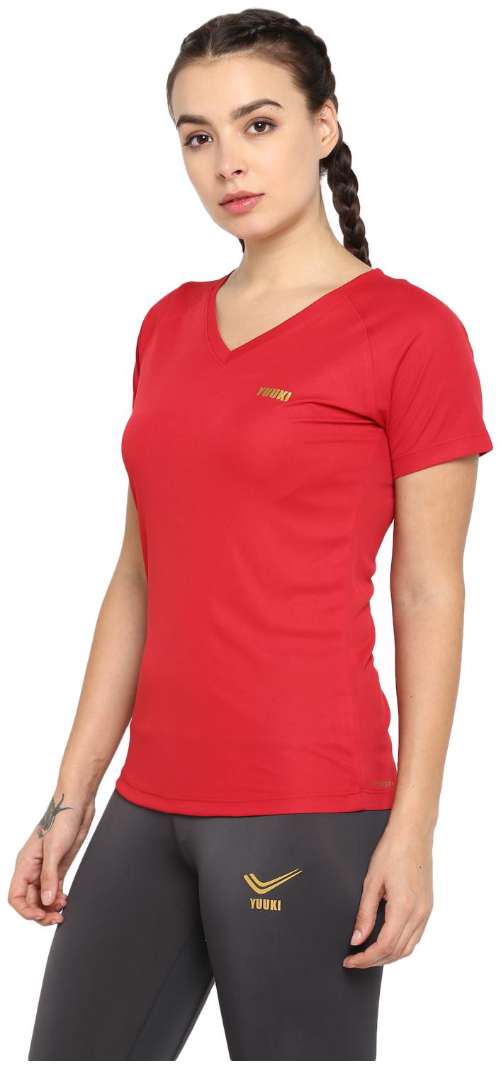 

Yuuki Women Red Regular fit V neck Polyester T shirt