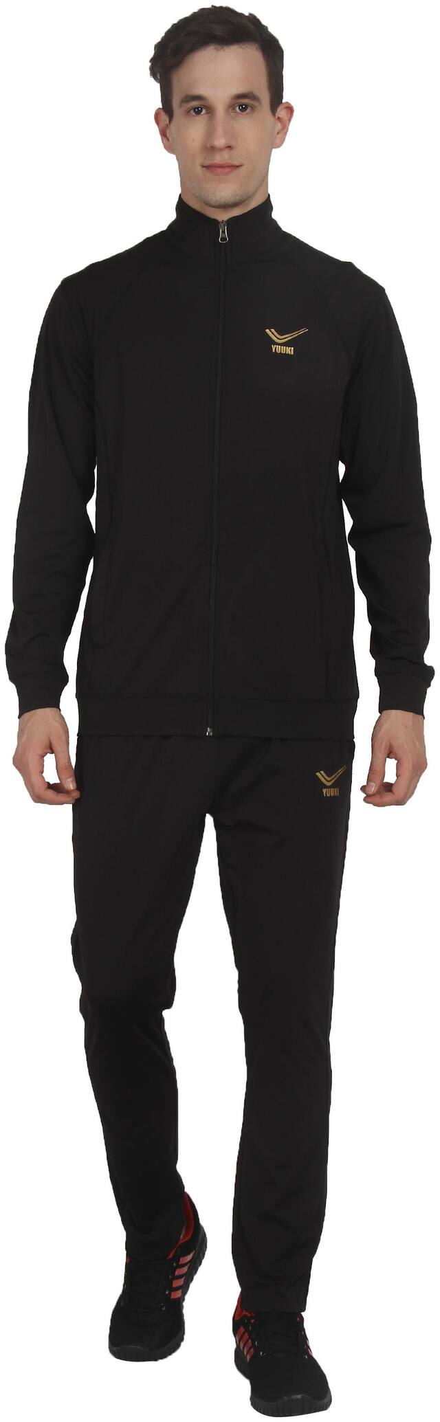 YUUKI Men Black Solid Regular Fit Track Suit