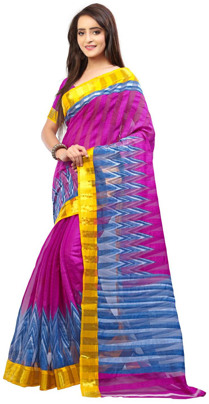 

Yuvanika Bengal Cotton Printed Saree With Zari Border Sareesyuvef000198
