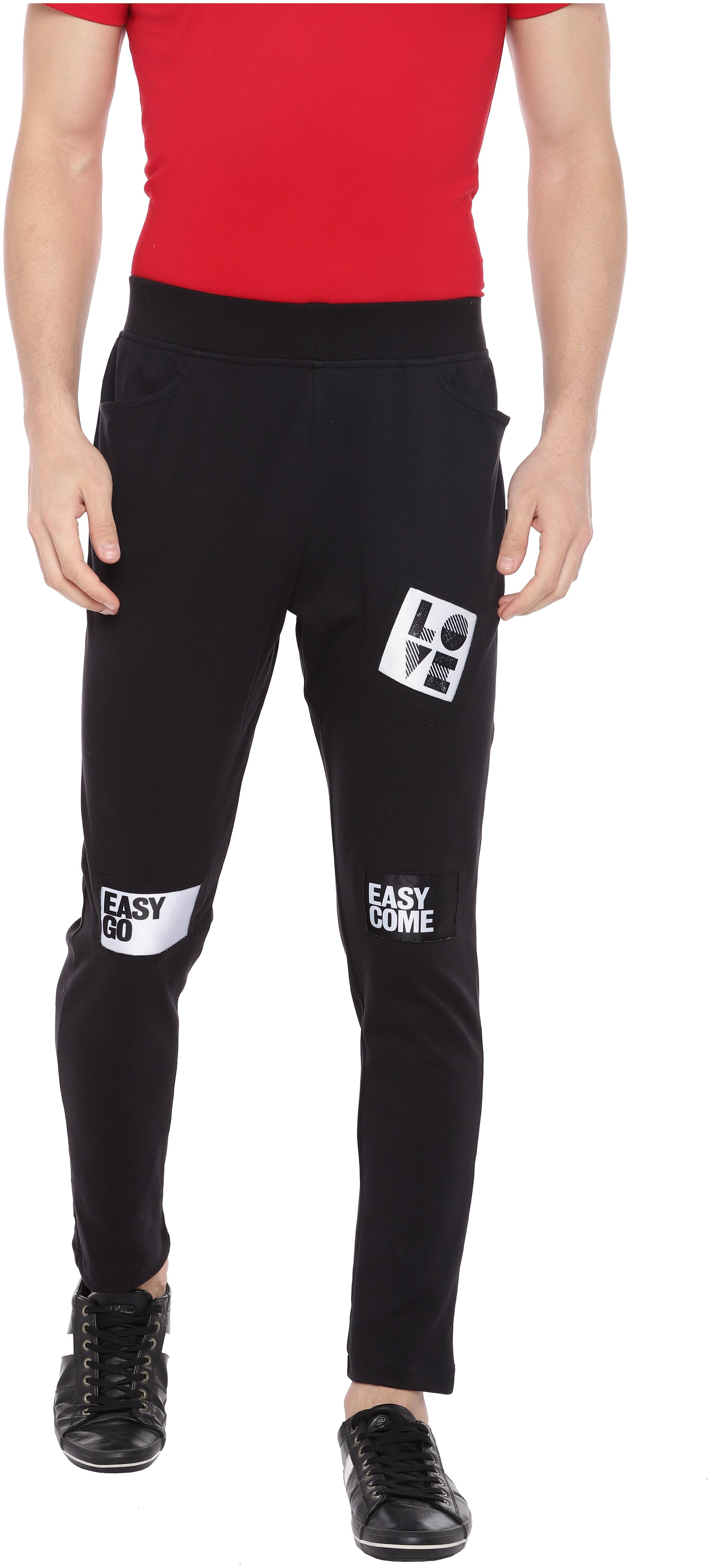

Yuvraah Cotton Blend Black Printed Track Pants For Men
