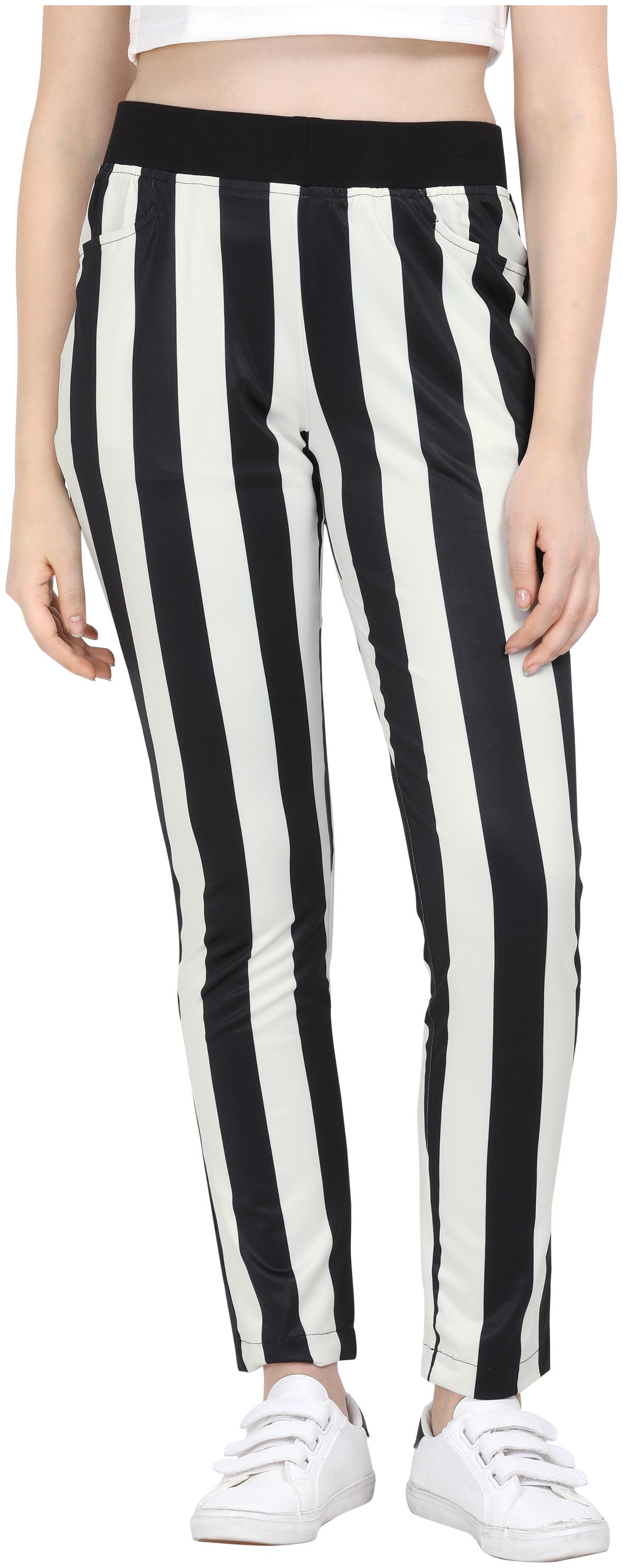 

Yuvraah Women Slim fit Polyester Track pants - Black White