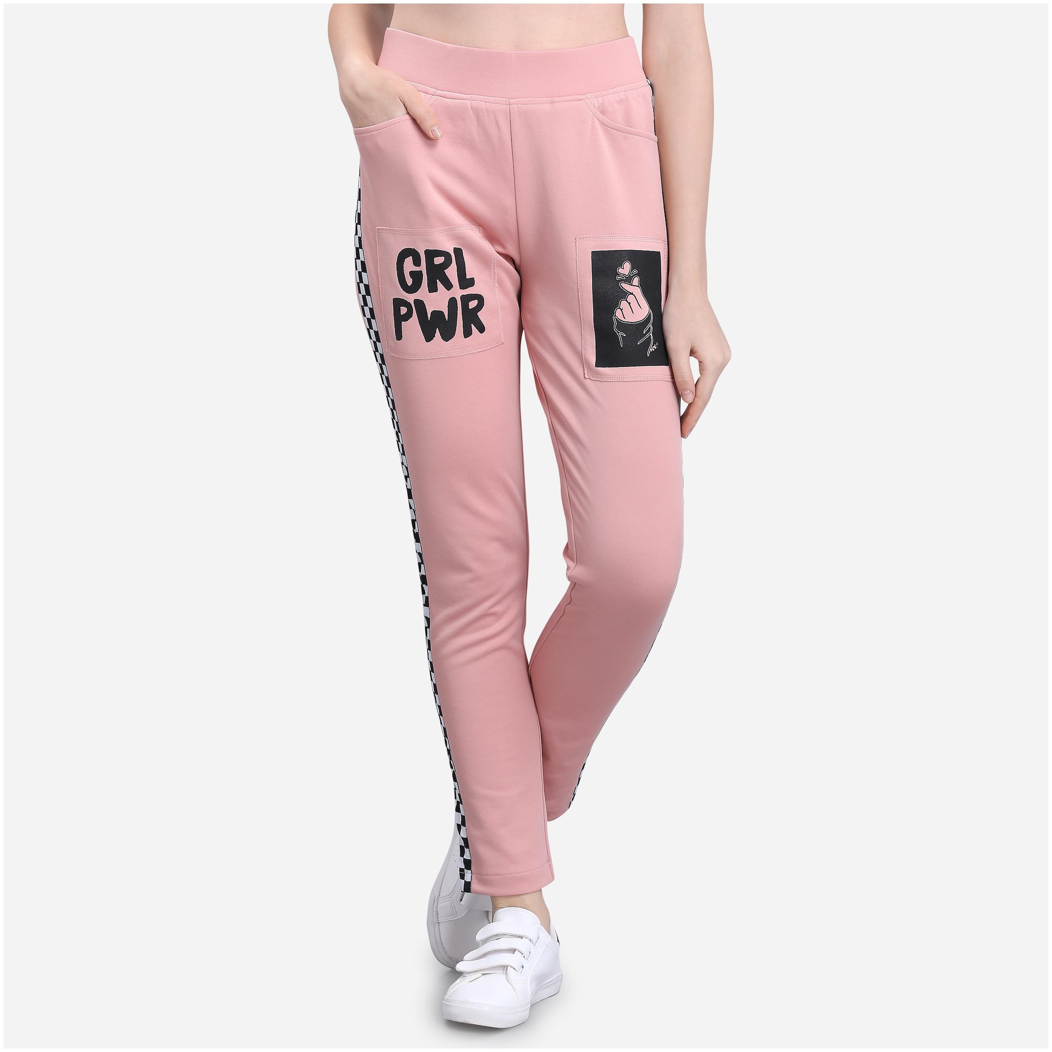 

Yuvraah Women Cotton Blend Printed Track Pants Pink
