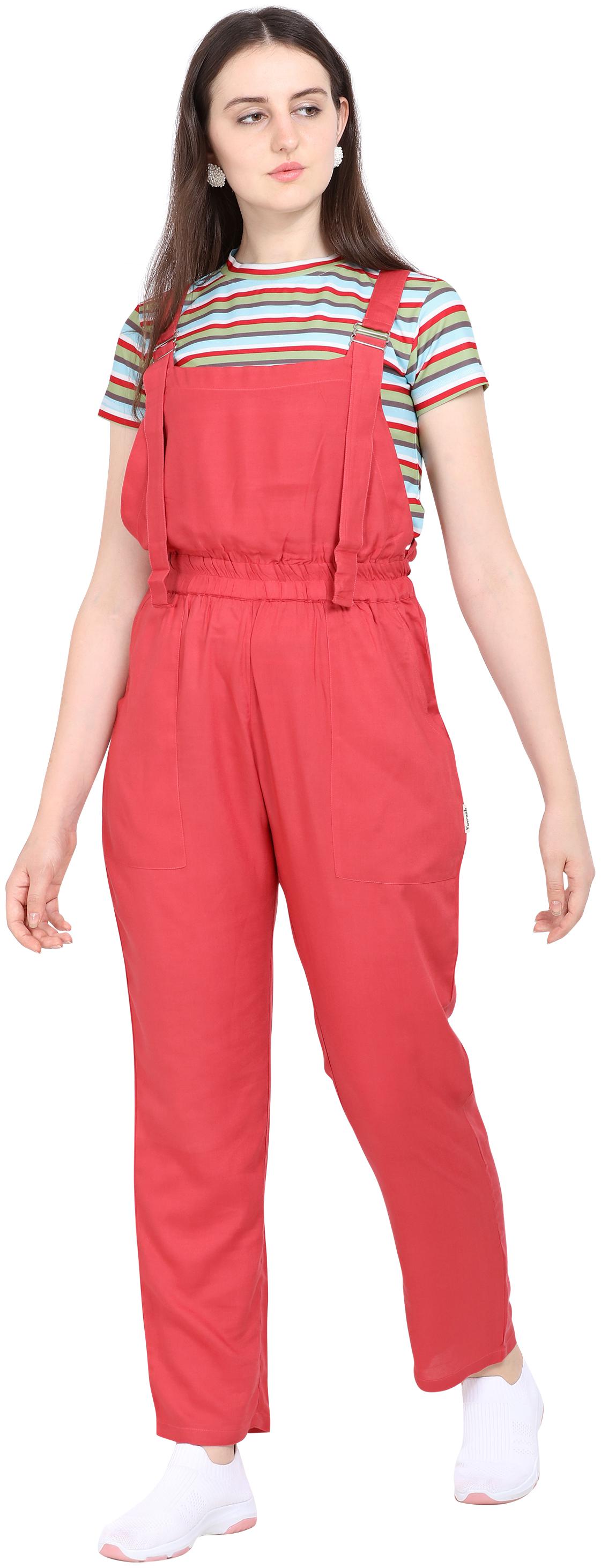 

Yuvraah Solid Dungaree - Pink