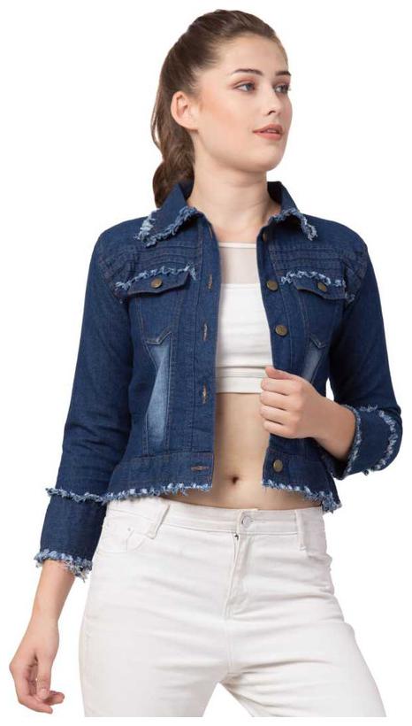 

ZA ENTERPRISES Women Solid Denim Jacket - Blue