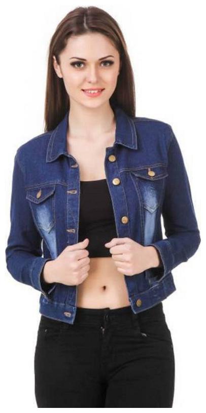 

ZA ENTERPRISES Women Solid Denim Jacket - Blue