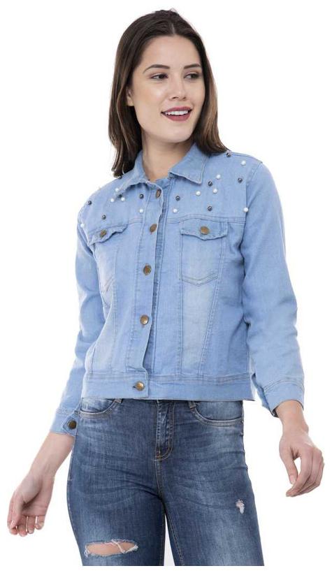 

ZA ENTERPRISES Women Solid Denim Jacket - Blue