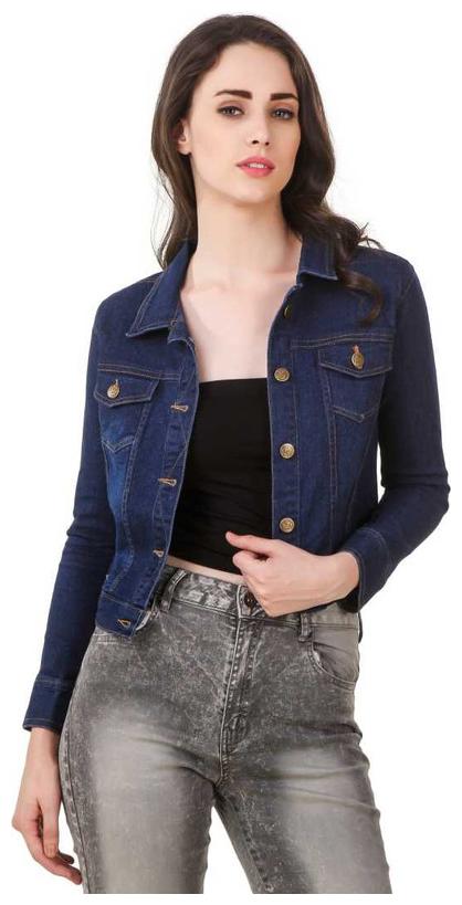 

ZA ENTERPRISES Women Solid Denim Jacket - Blue