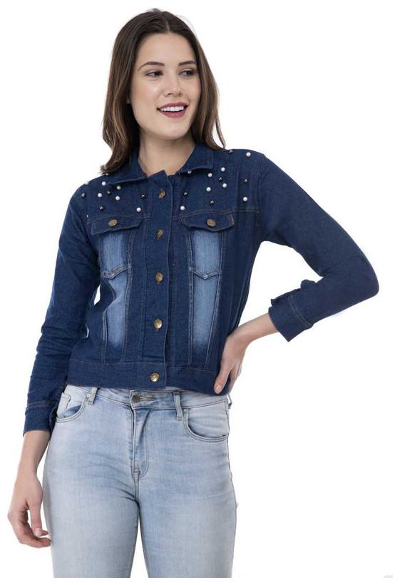 

ZA ENTERPRISES Women Solid Denim Jacket - Blue