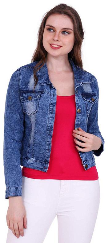 

ZA ENTERPRISES Women Solid Denim Jacket - Blue