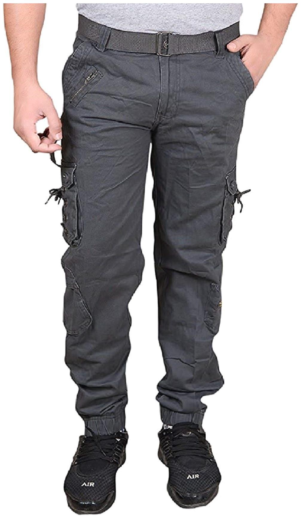 

Zacharias Men Grey Solid Slim fit Cargos