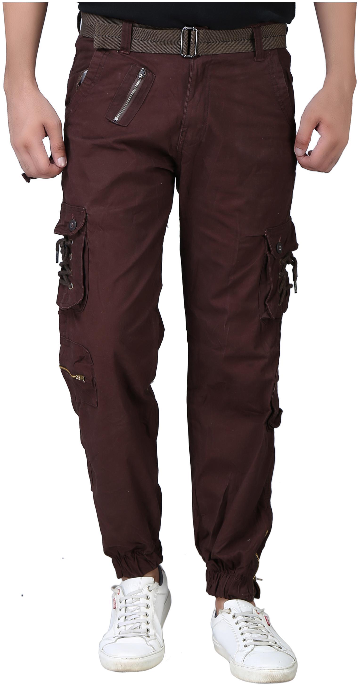 

Zacharias Men Brown Solid Slim fit Cargos