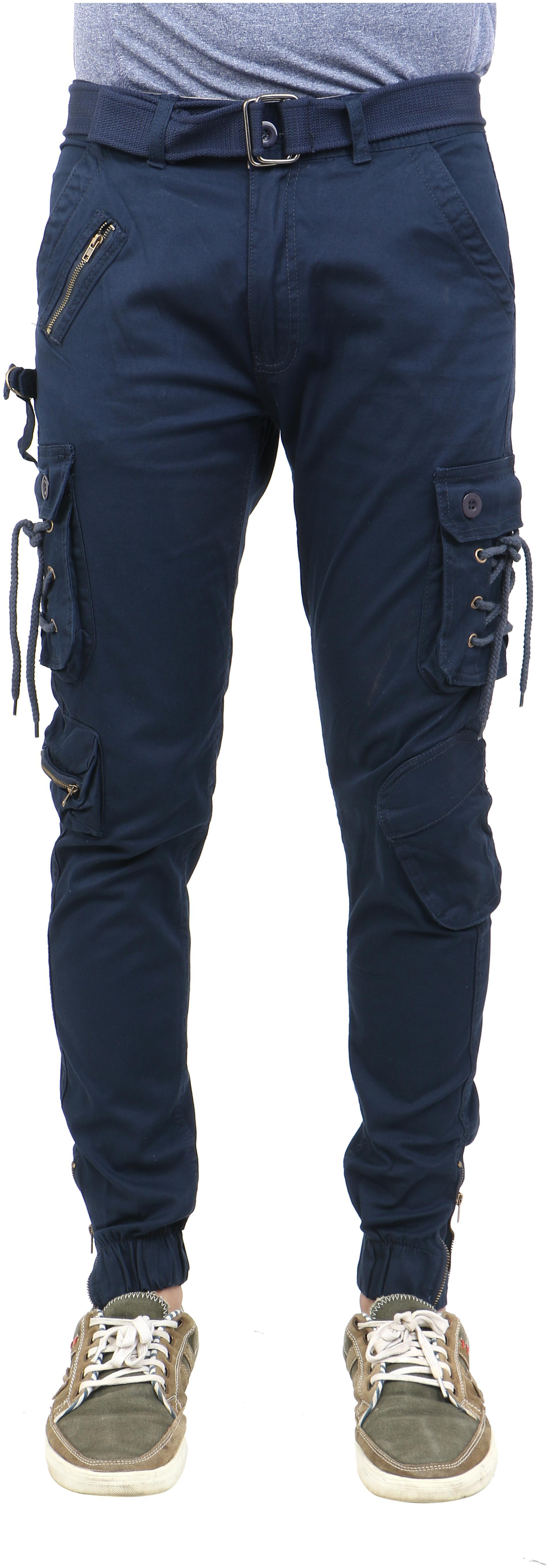 

Zacharias Men Blue Solid Slim fit Cargos