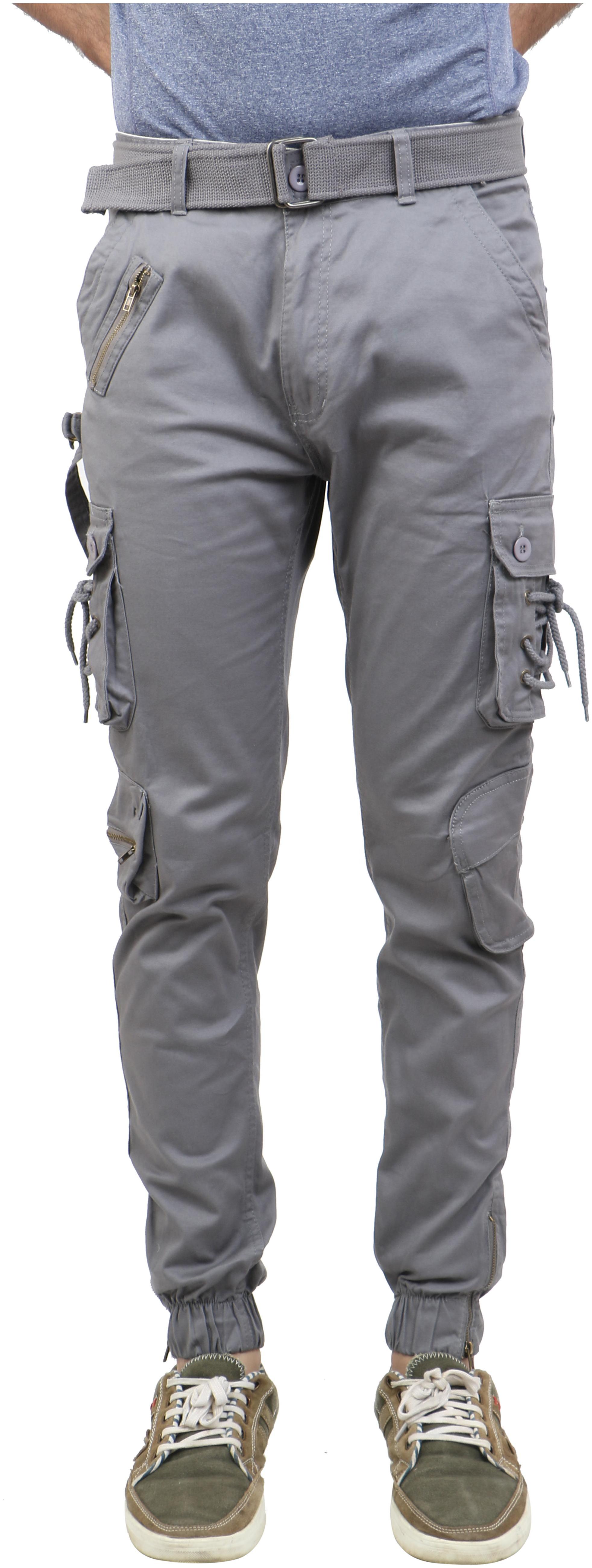 

Zacharias Men Grey Solid Slim fit Cargos