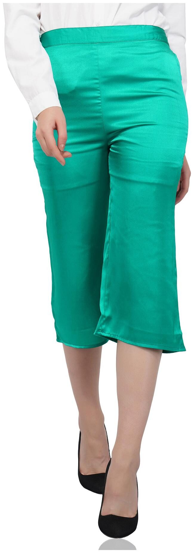 

ZADELL DESIGNS Green Solid Flared Palazzo