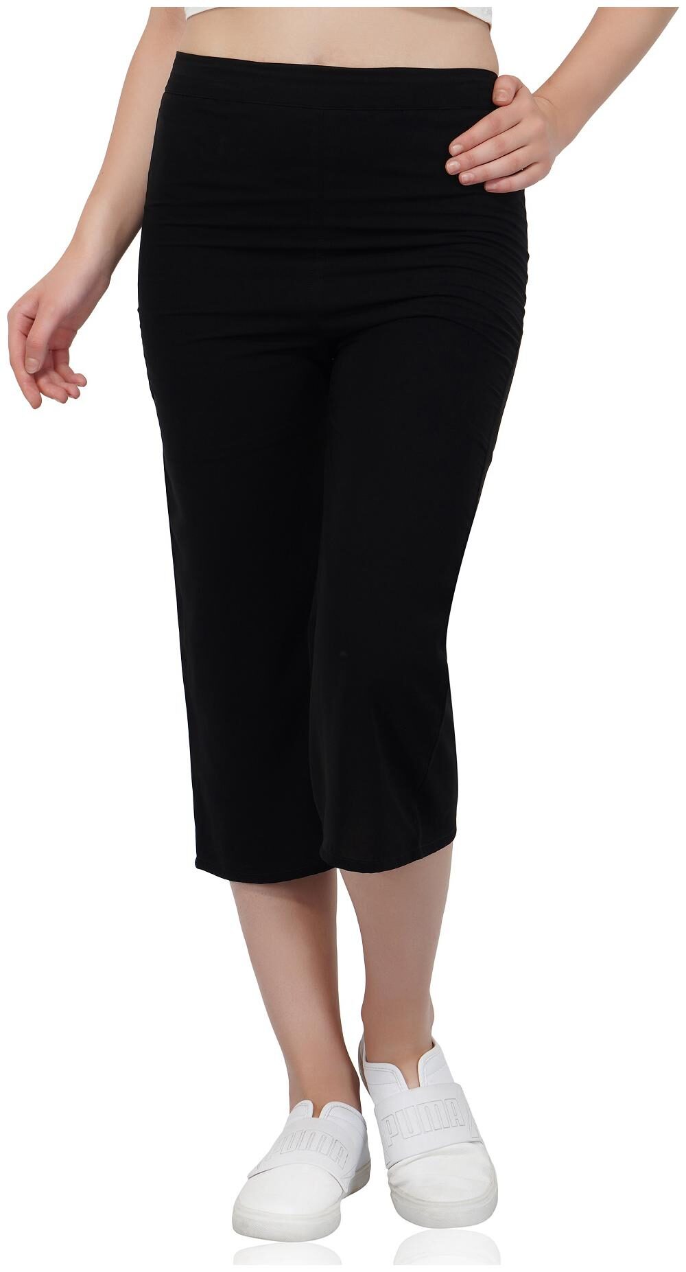 

ZADELL DESIGNS Black Solid Flared Palazzo