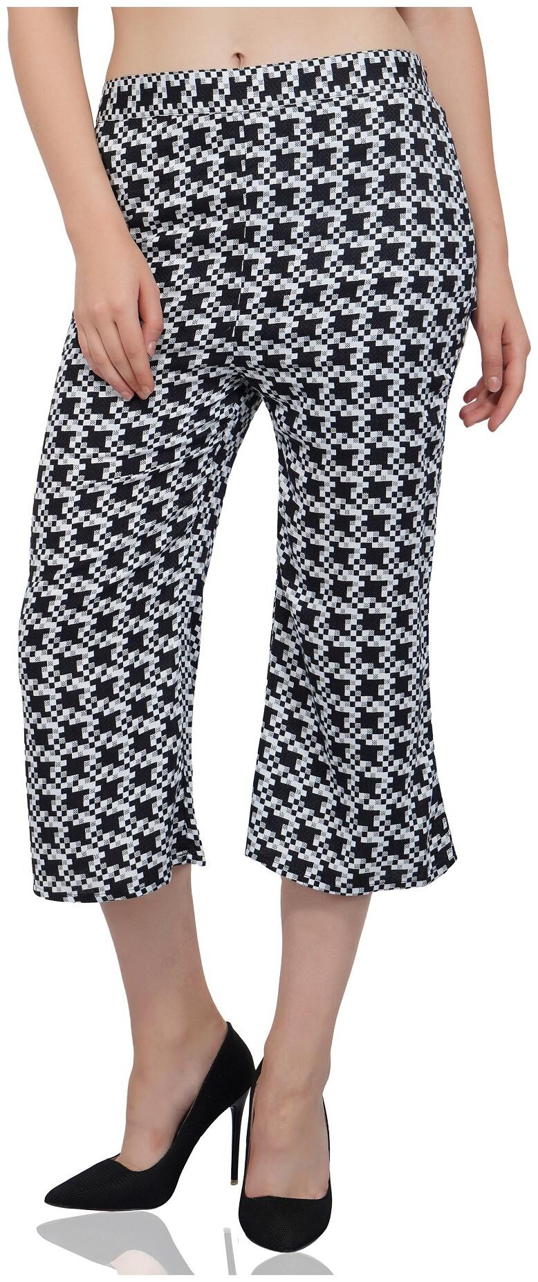 

ZADELL DESIGNS Black Printed Flared Palazzo
