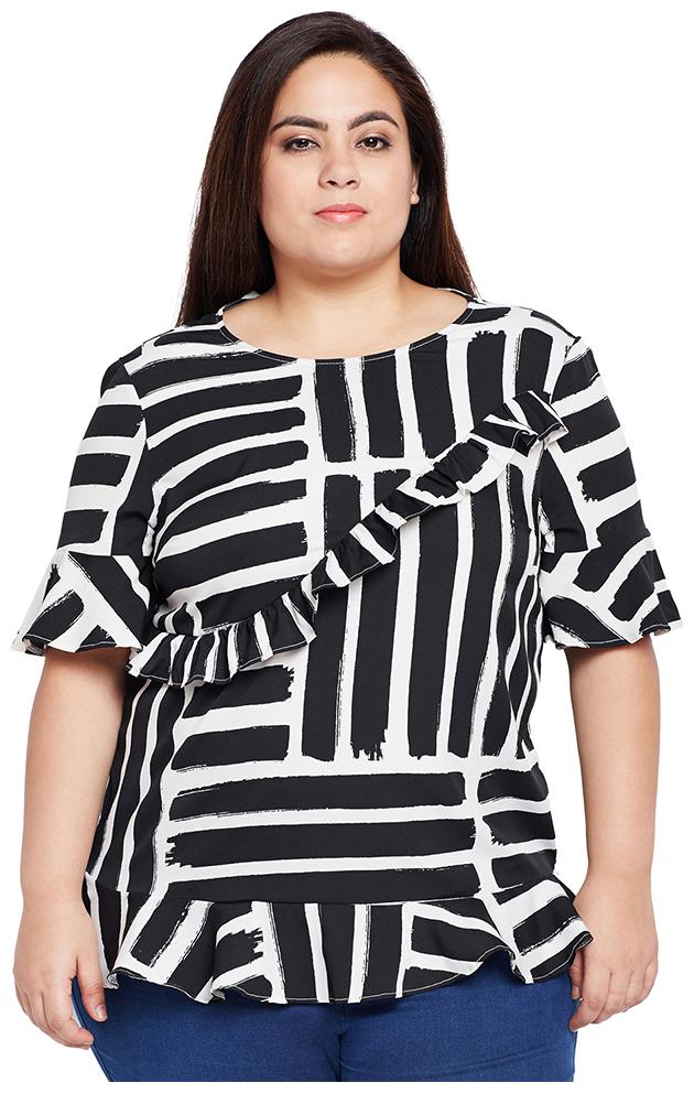 

Oxolloxo Women Printed Regular top - Black