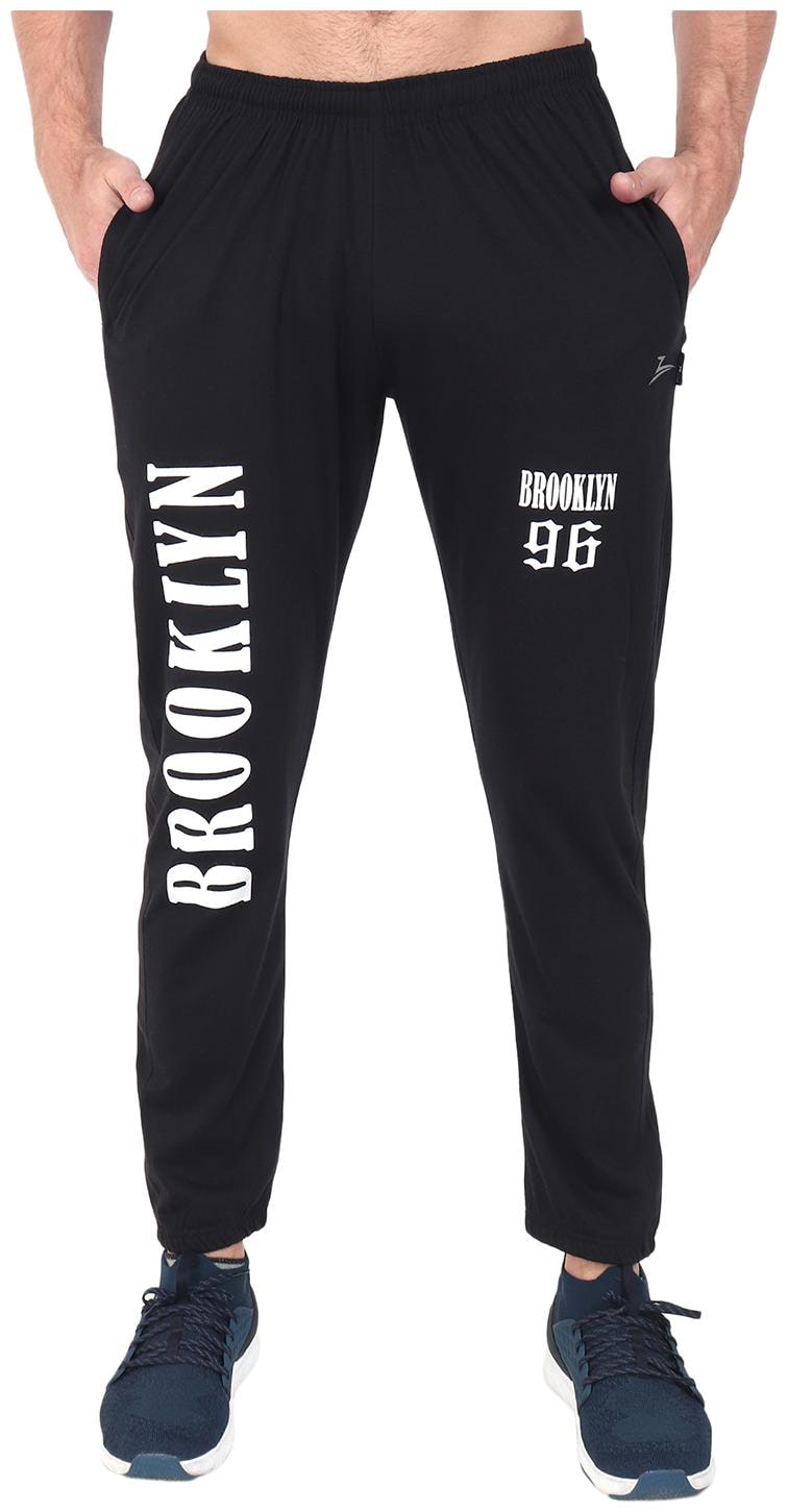 

Zeffit Cotton Blend Printed Black Track Pants Men