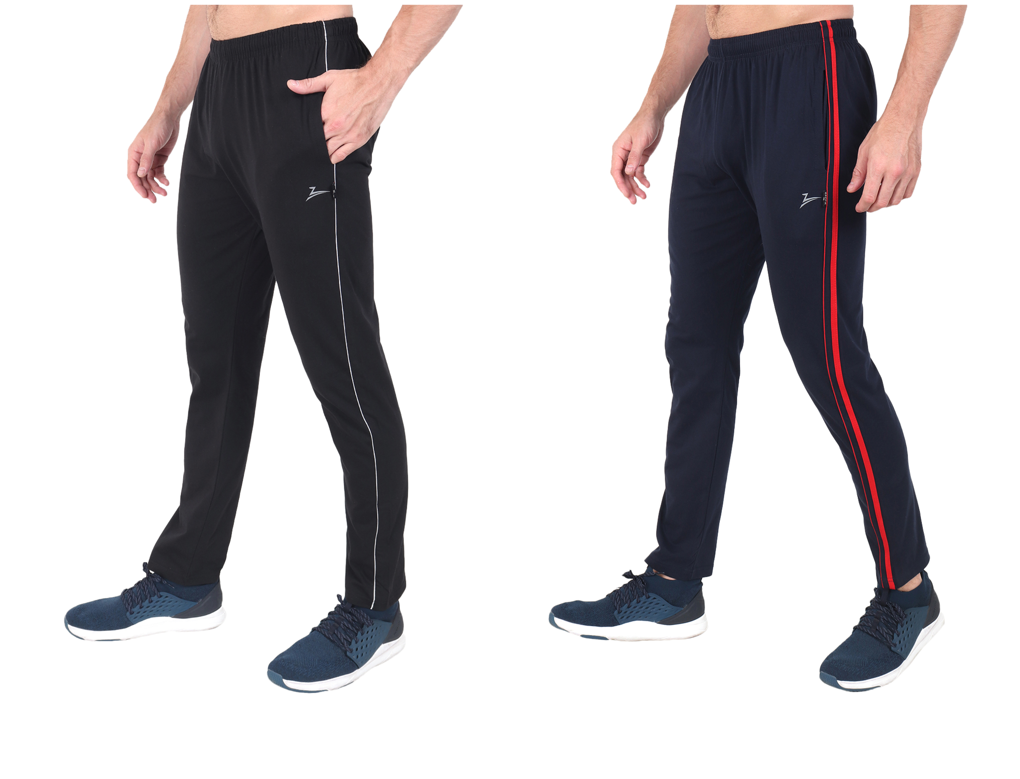 

Zeffit Men Black Blue Solid Regular fit Track pants