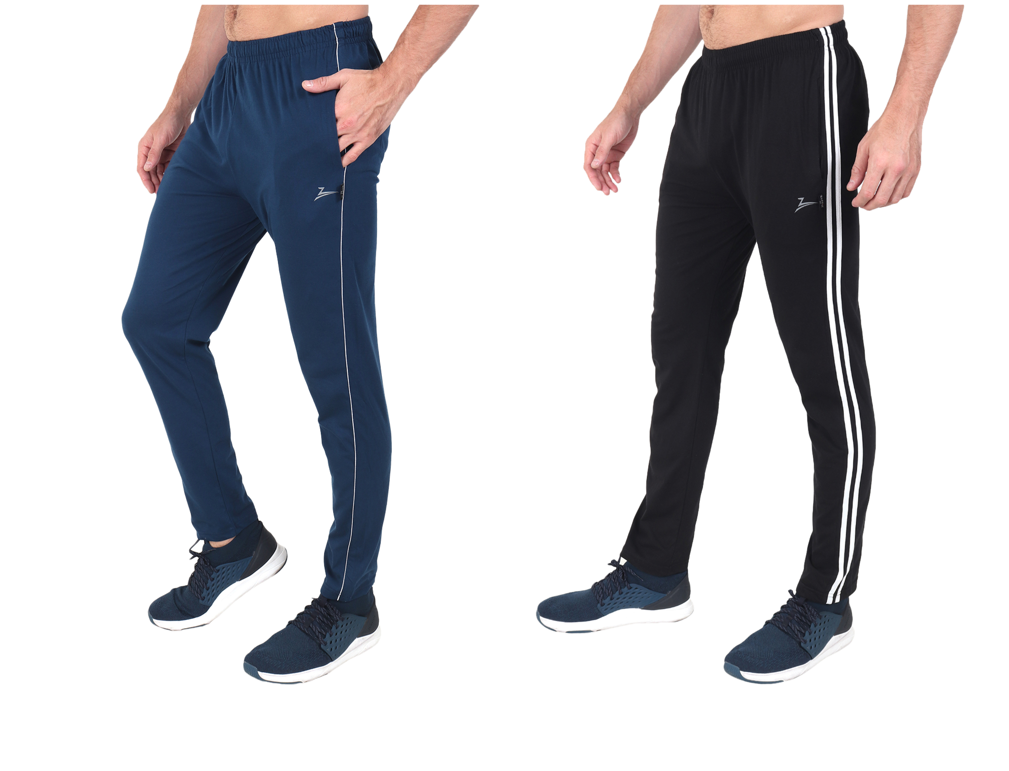 

Zeffit Men Blue Black Solid Regular fit Track pants