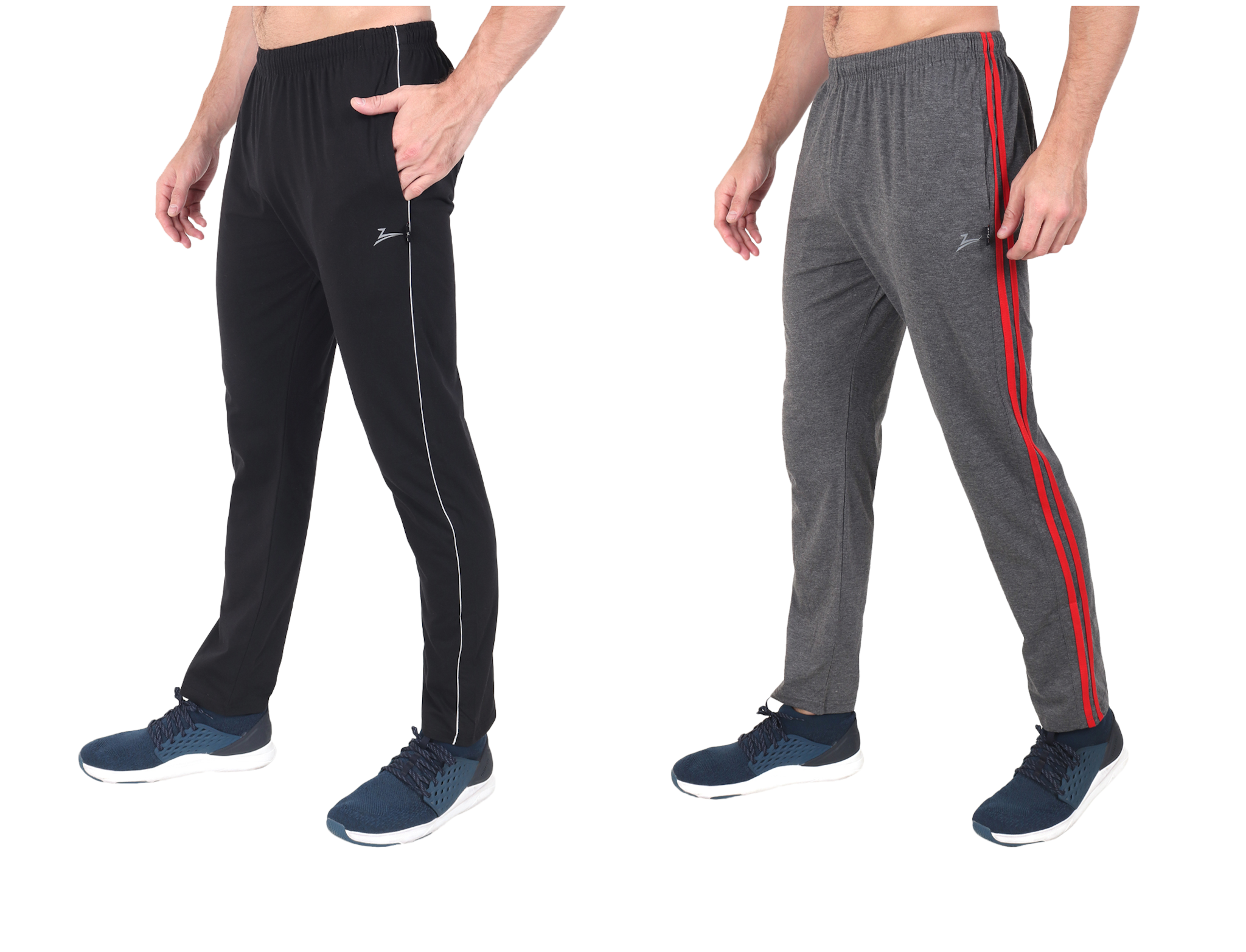 

Zeffit Men Black Grey Solid Regular fit Track pants