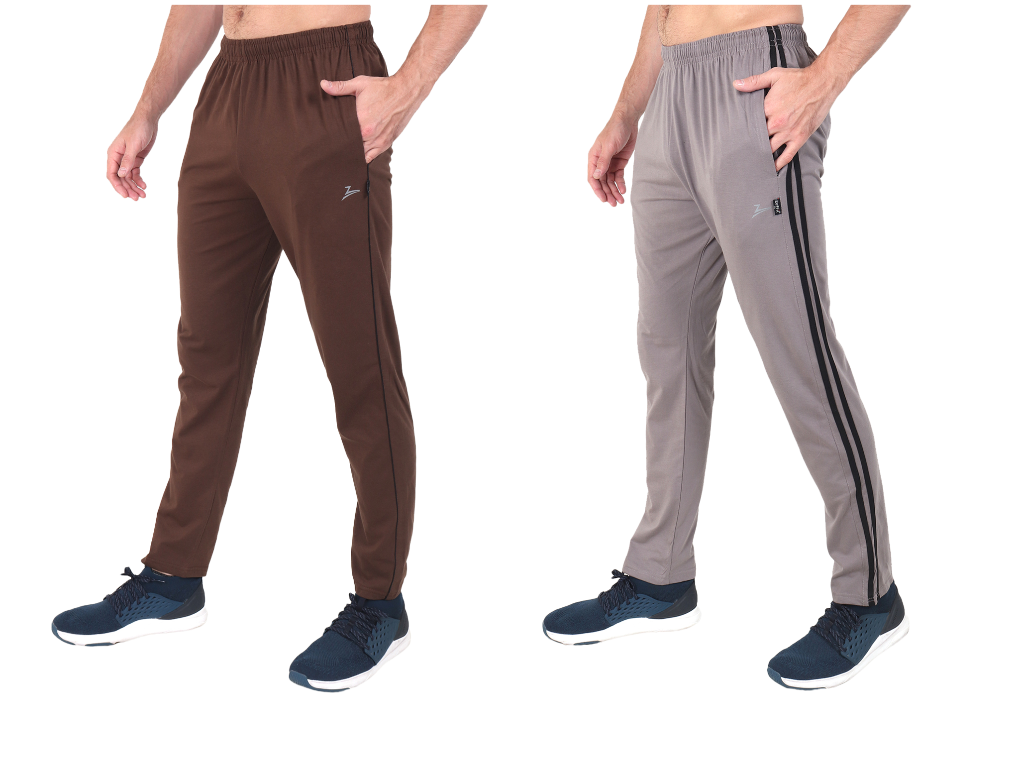 

Zeffit Men Brown Grey Solid Regular fit Track pants